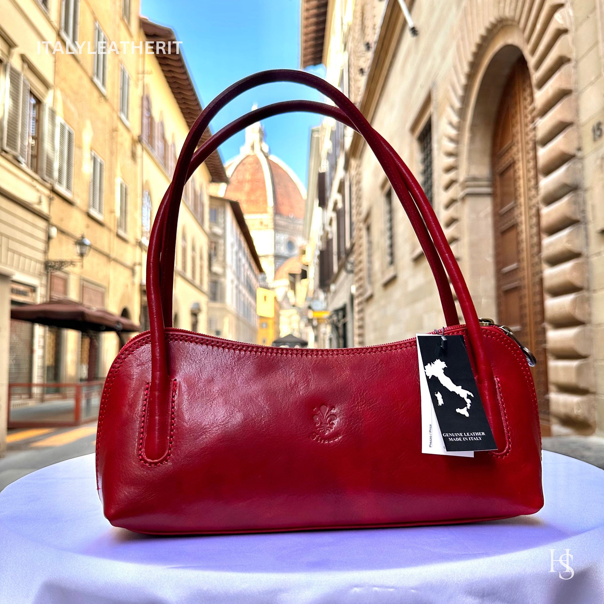 Italian Handmade Leather Bags For Women l l Elegant Leather Tote From Florence, Red leather tote