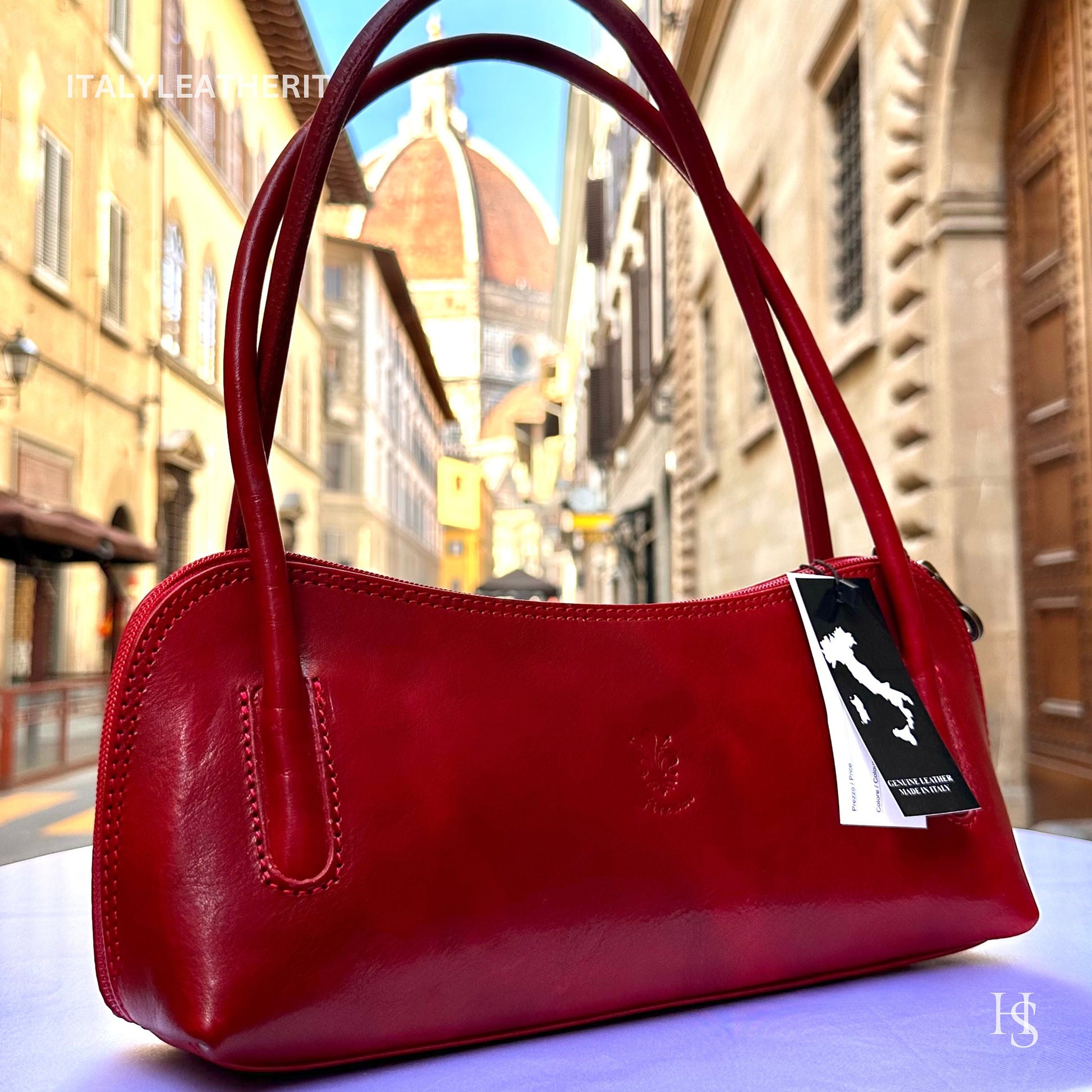 Italian Handmade Leather Bags For Women l l Elegant Leather Tote From Florence, Red leather tote