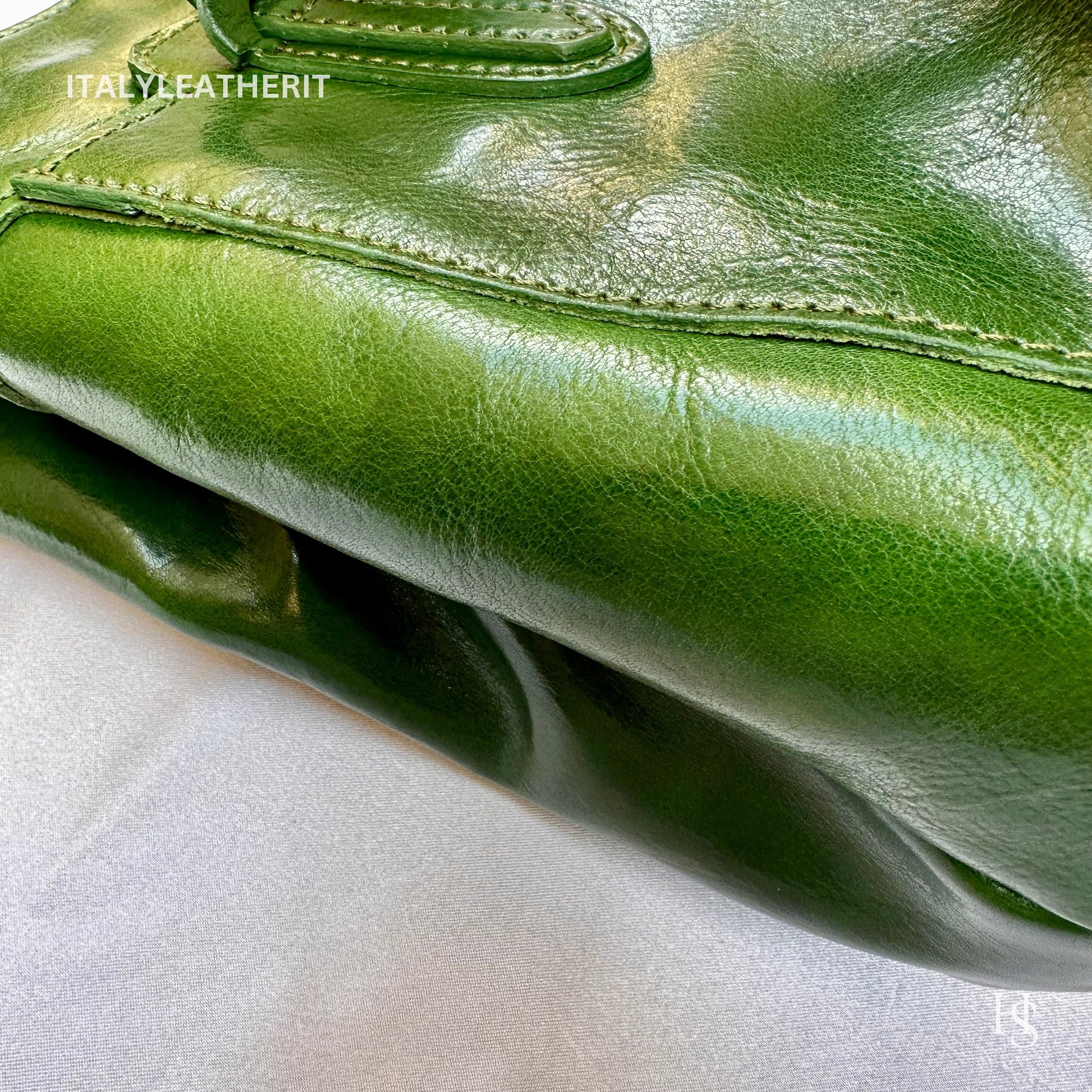 Italian Handmade Leather Bags For Women l Elegant Leather Tote From Florence, Made in Italy, Green Bag