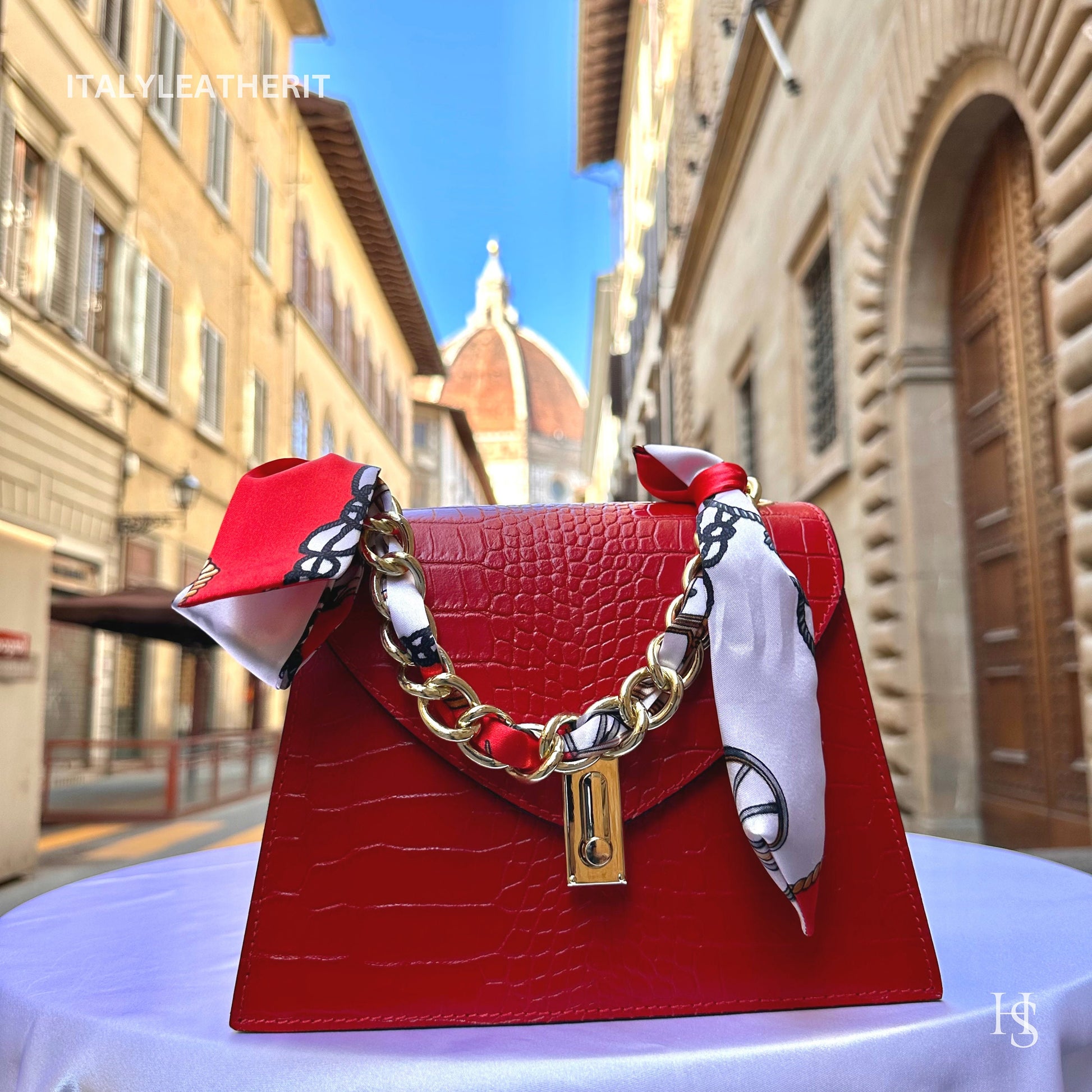 Italian Handmade Leather Bags For Women l l Elegant Leather Tote From Florence, red leather tote
