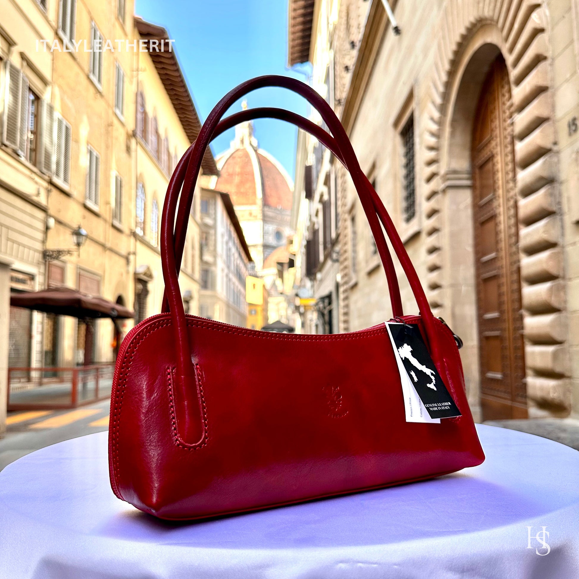 Italian Handmade Leather Bags For Women l l Elegant Leather Tote From Florence, Red leather tote