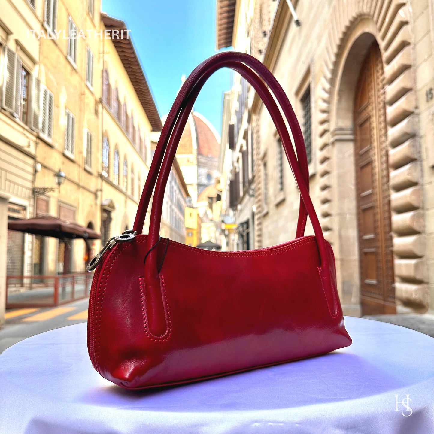 Italian Handmade Leather Bags For Women l l Elegant Leather Tote From Florence, Red leather tote