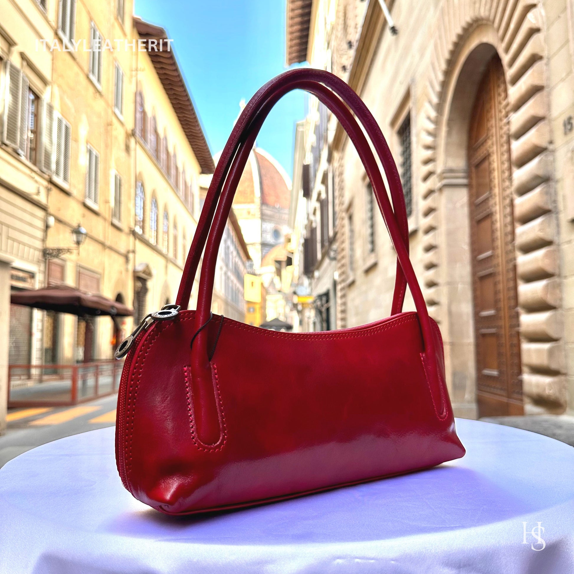 Italian Handmade Leather Bags For Women l l Elegant Leather Tote From Florence, Red leather tote