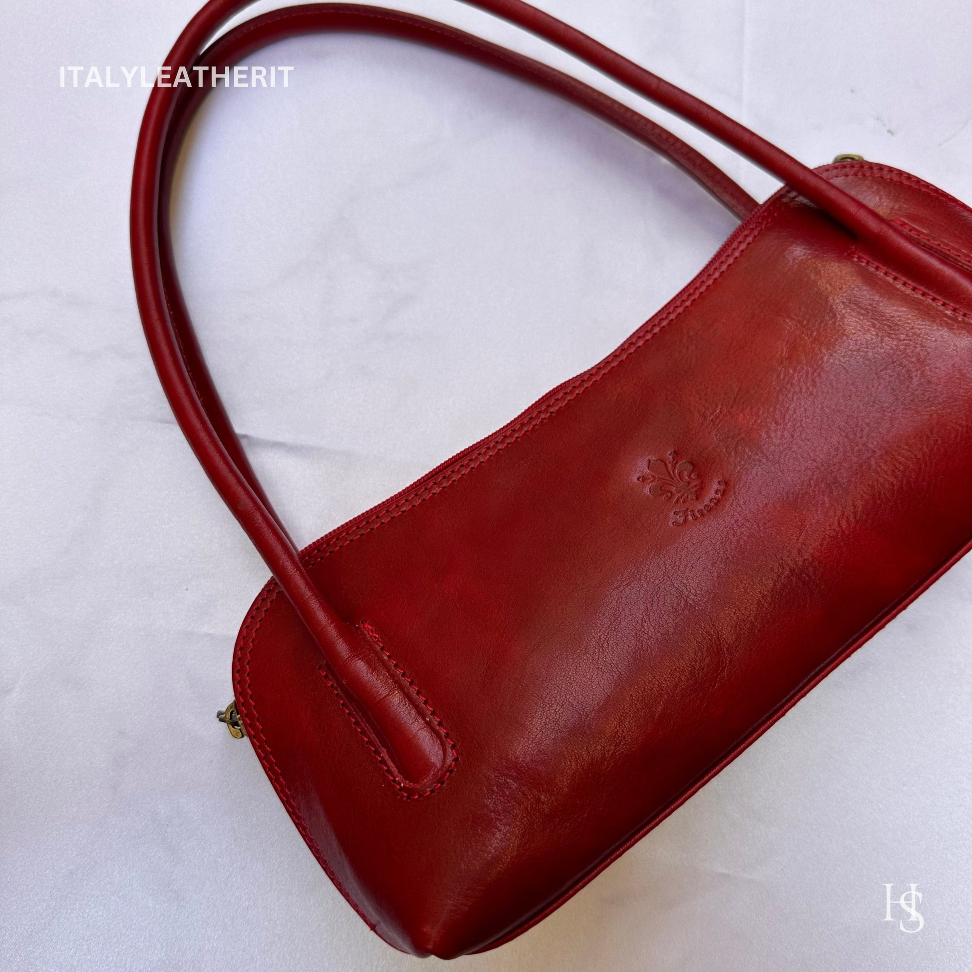 Italian Handmade Leather Bags For Women l l Elegant Leather Tote From Florence, Red leather tote