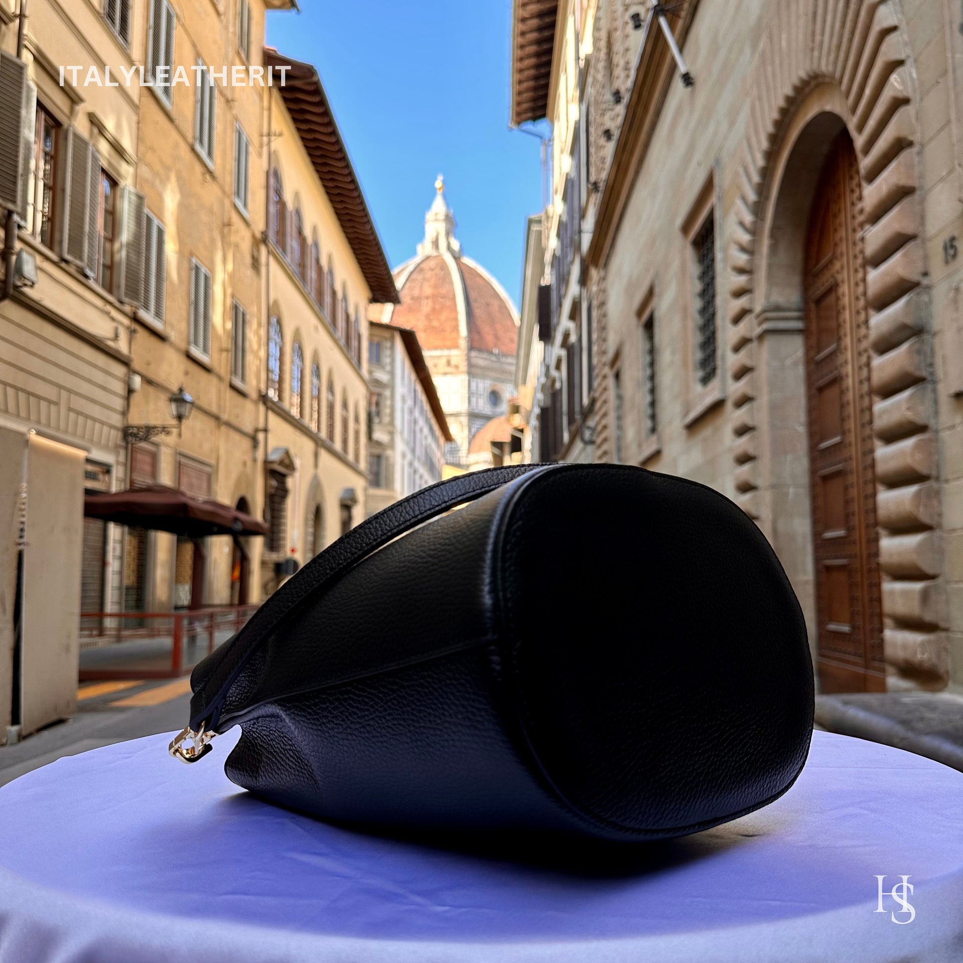 Italian Handmade Leather Bags For Woman l l Elegant Leather Tote From Florence || Made in Italy, black bucket bag