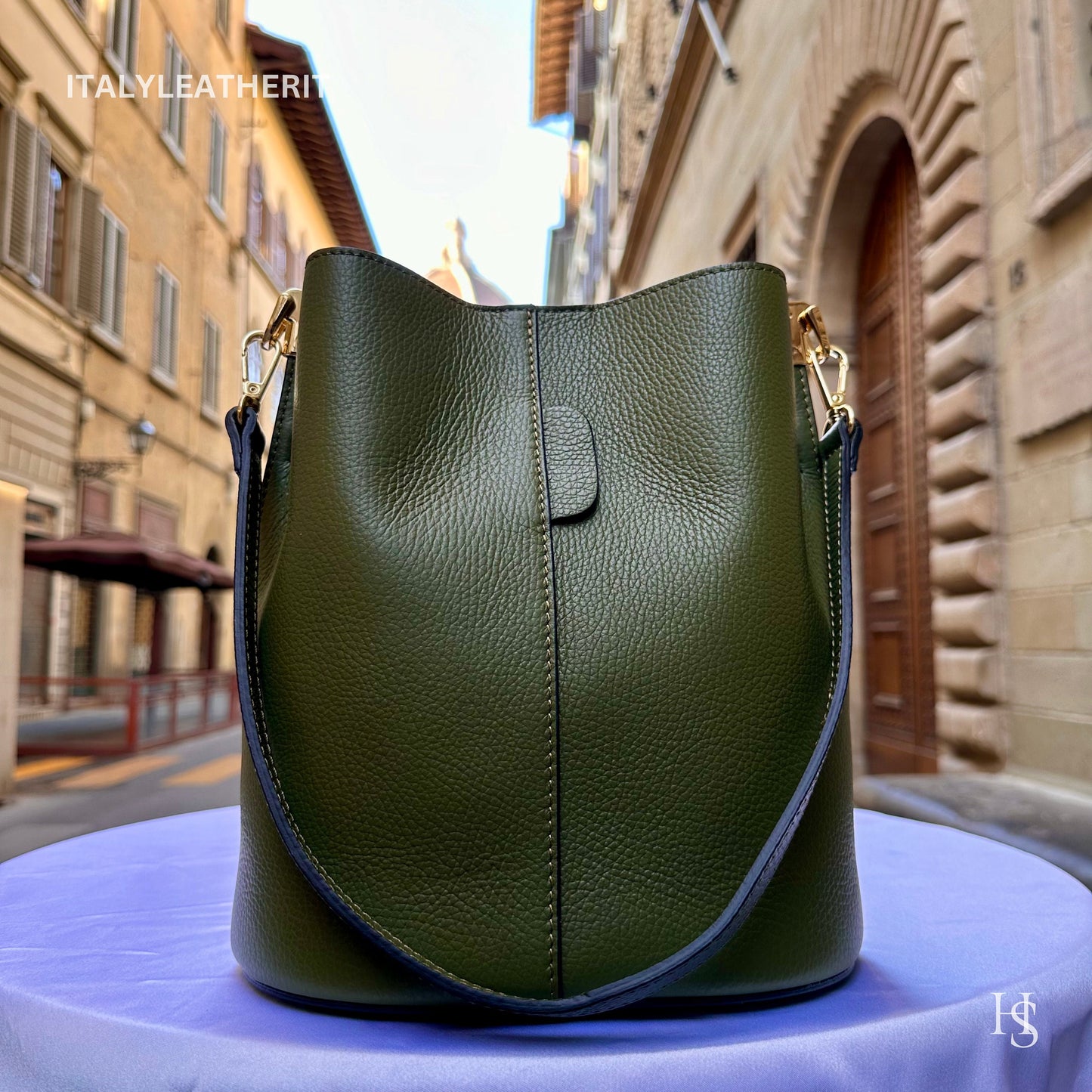 Italian Handmade Leather Bags For Woman l l Elegant Leather Tote From Florence || Made in Italy, Leather Bucket Bag