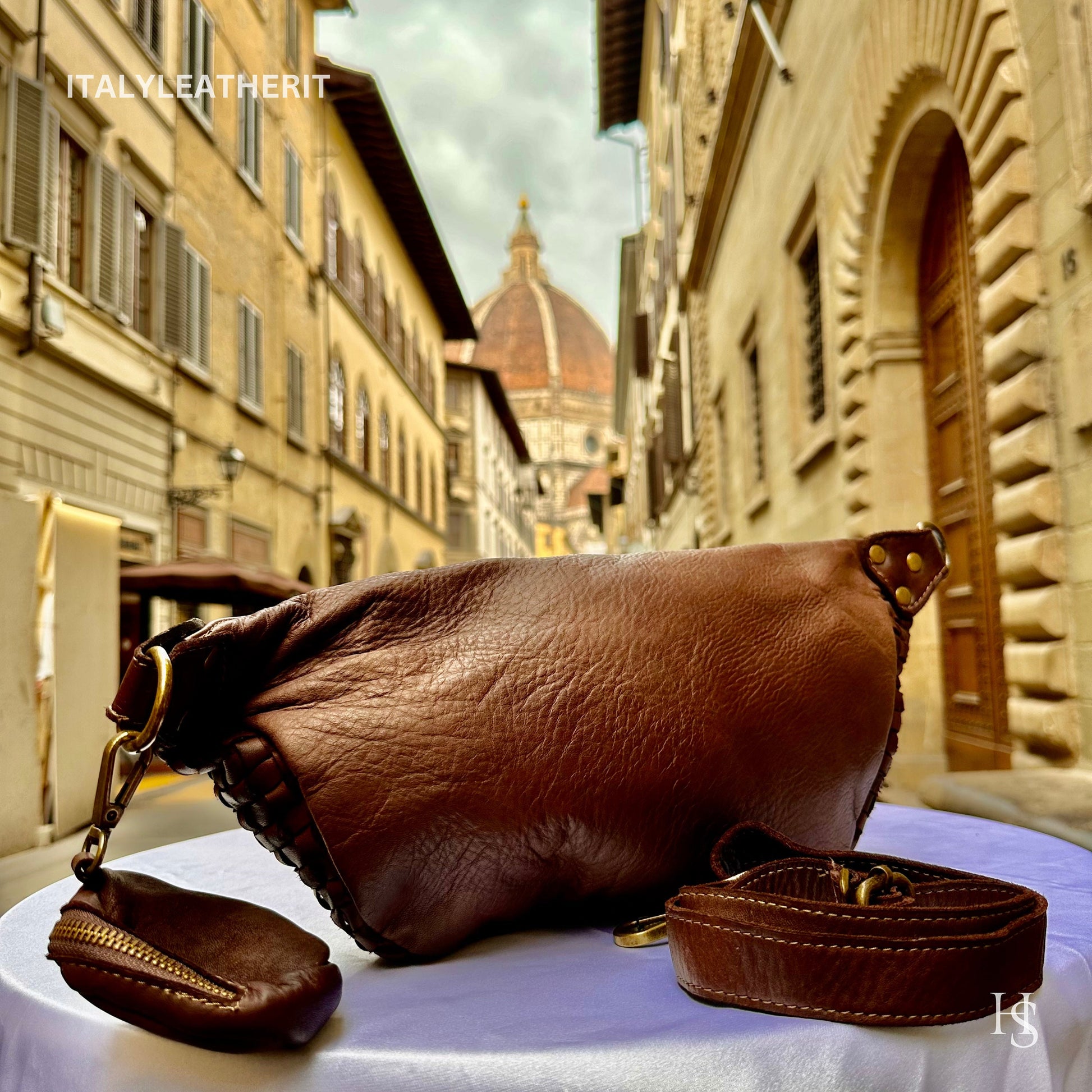 Italian Handmade Leather Sling Bag for Unisex Made In Italy from Florence | Waist Bag