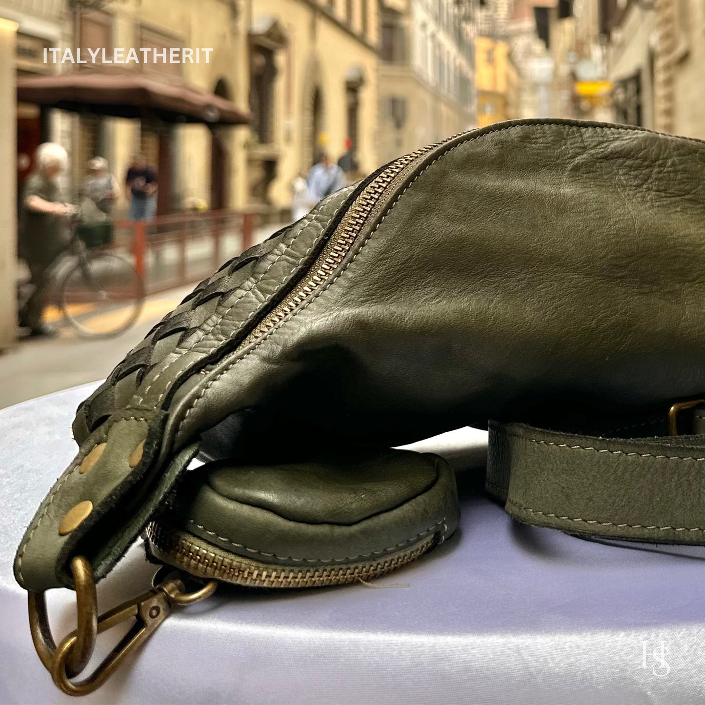 Italian Handmade Leather Sling Bag for Unisex Made In Italy from Florence | Waist Bag