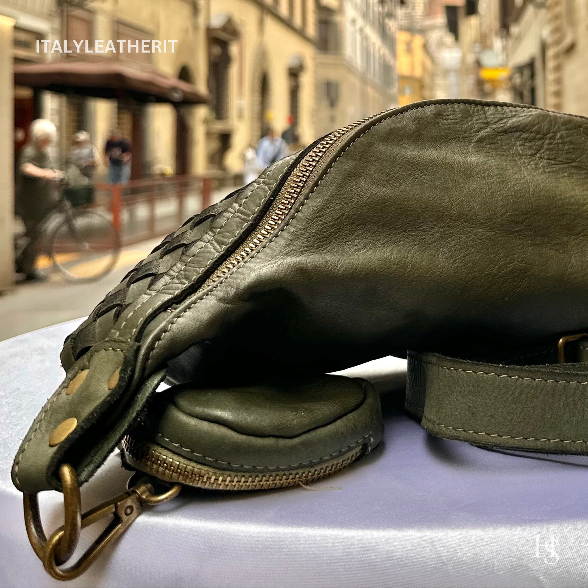 Italian Handmade Leather Sling Bag for Unisex Made In Italy from Florence | Waist Bag