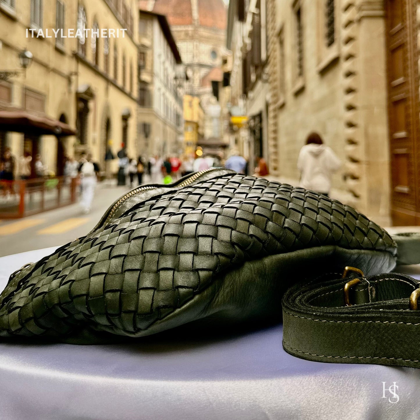 Italian Handmade Leather Sling Bag for Unisex Made In Italy from Florence | Waist Bag