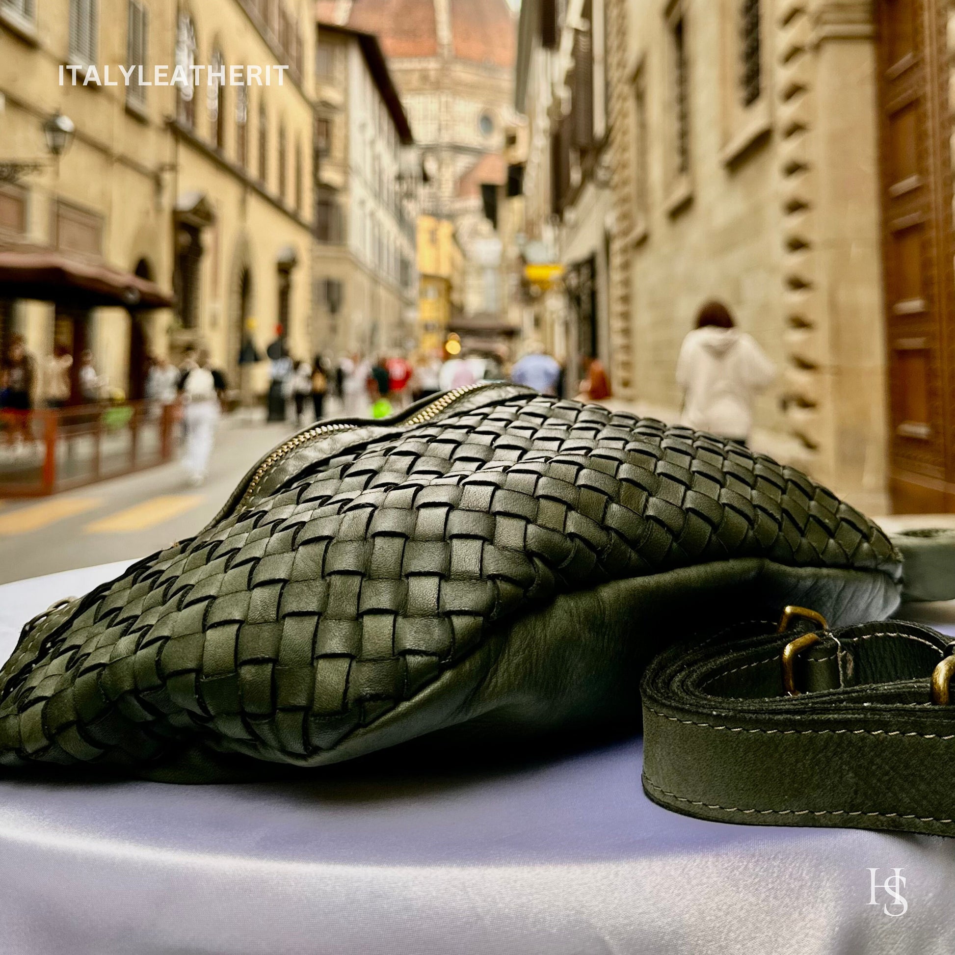 Italian Handmade Leather Sling Bag for Unisex Made In Italy from Florence | Waist Bag