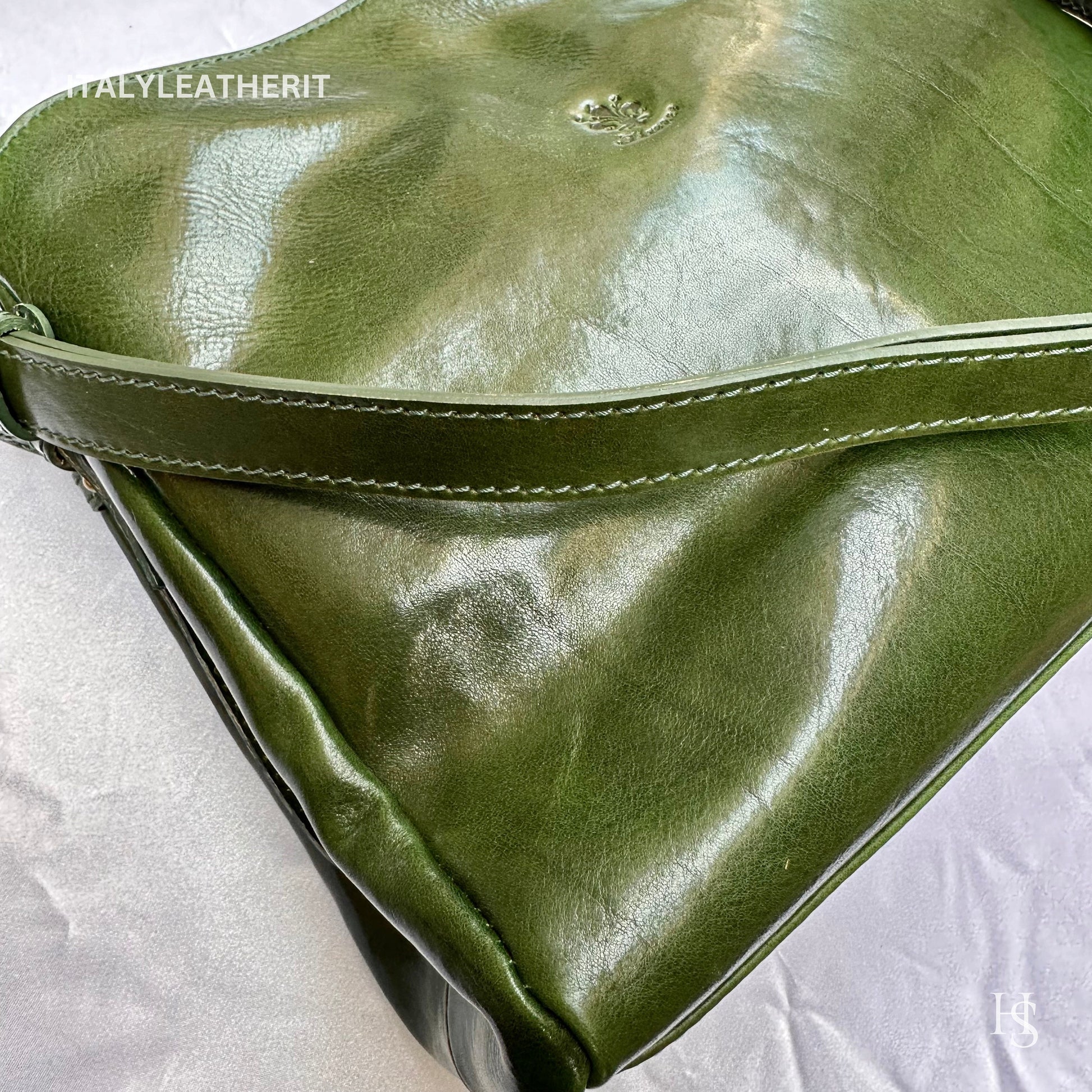 Italian Handmade Leather Bags For Woman l l Elegant Leather Tote From Florence, Made In Italy, Green purse