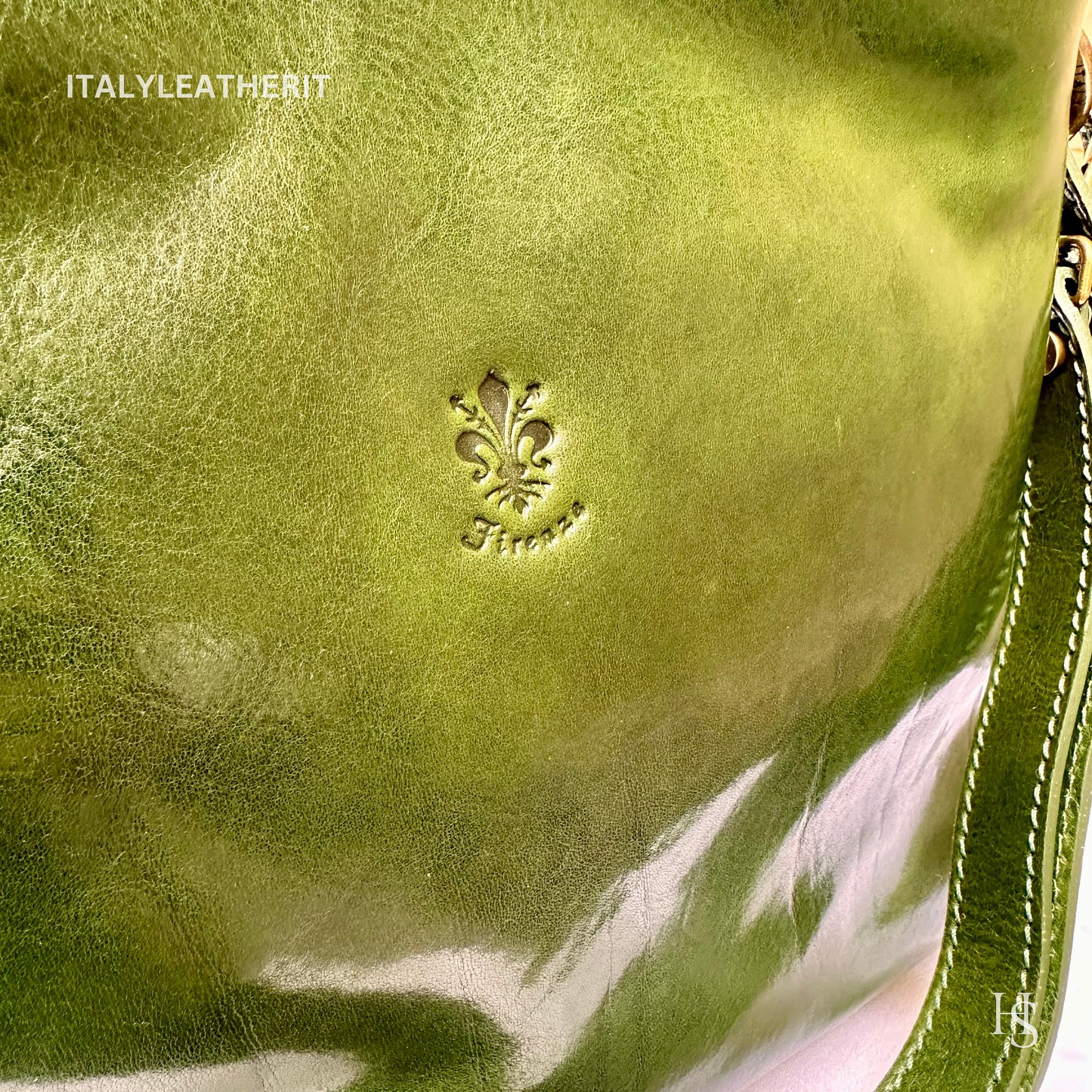 Italian Handmade Leather Bags For Woman l l Elegant Leather Tote From Florence, Made In Italy, Green purse