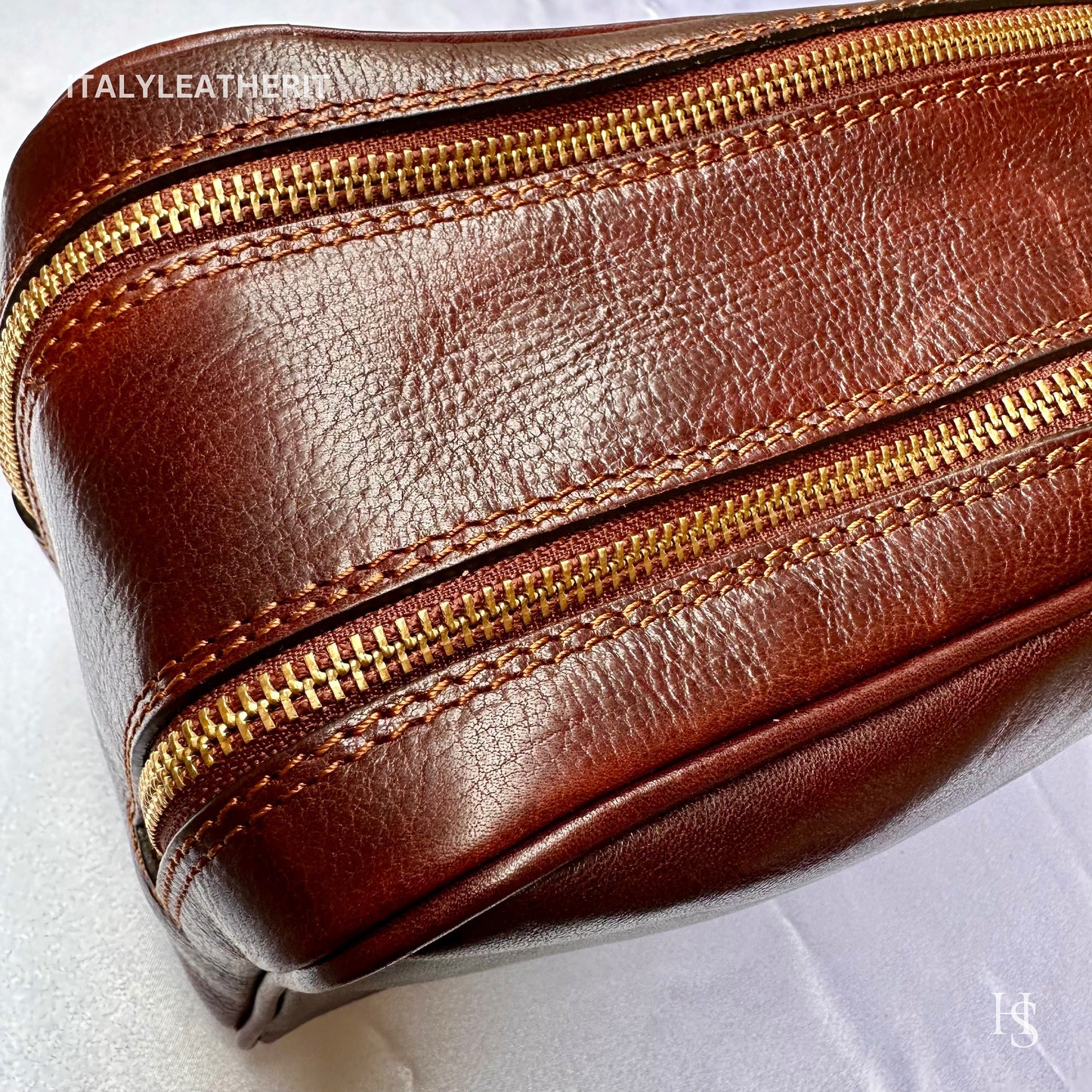 Italian Handmade Italian Leather Toiletry Unisex from Florence ll Made In Italy, leather dopp kit
