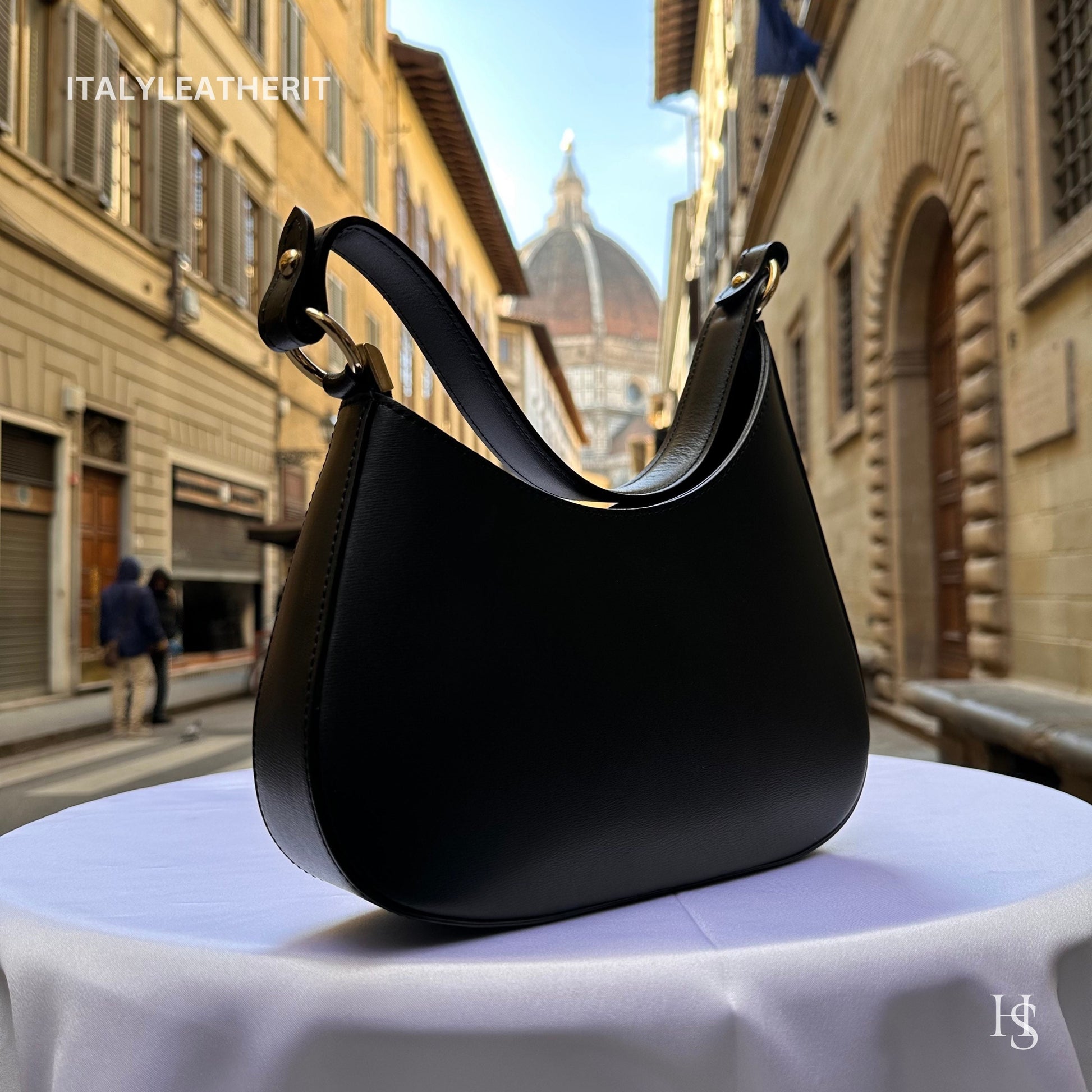 Italian Handmade Leather Bags For Woman l l Elegant Leather Tote From Florence, Made in Italy, black bag