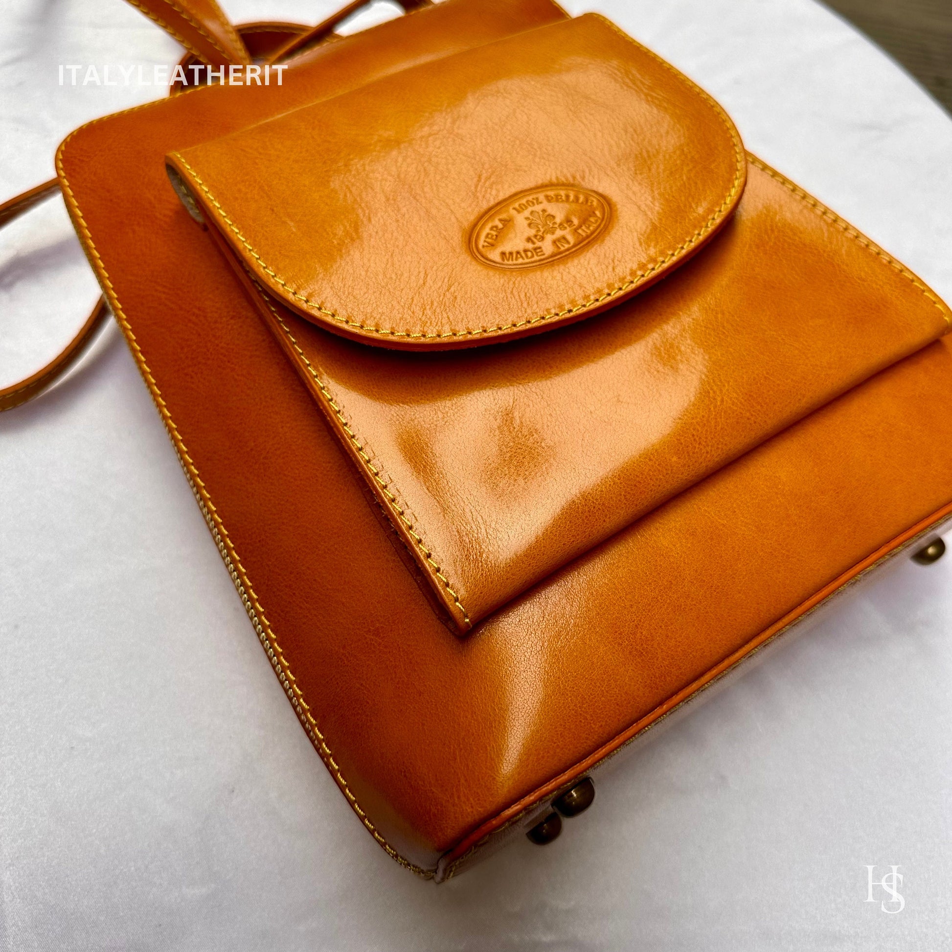 Italian Unisex Handmade Tuscan Leather Backpack From Florence, Made In Italy, Computer bag, Elegant backpack