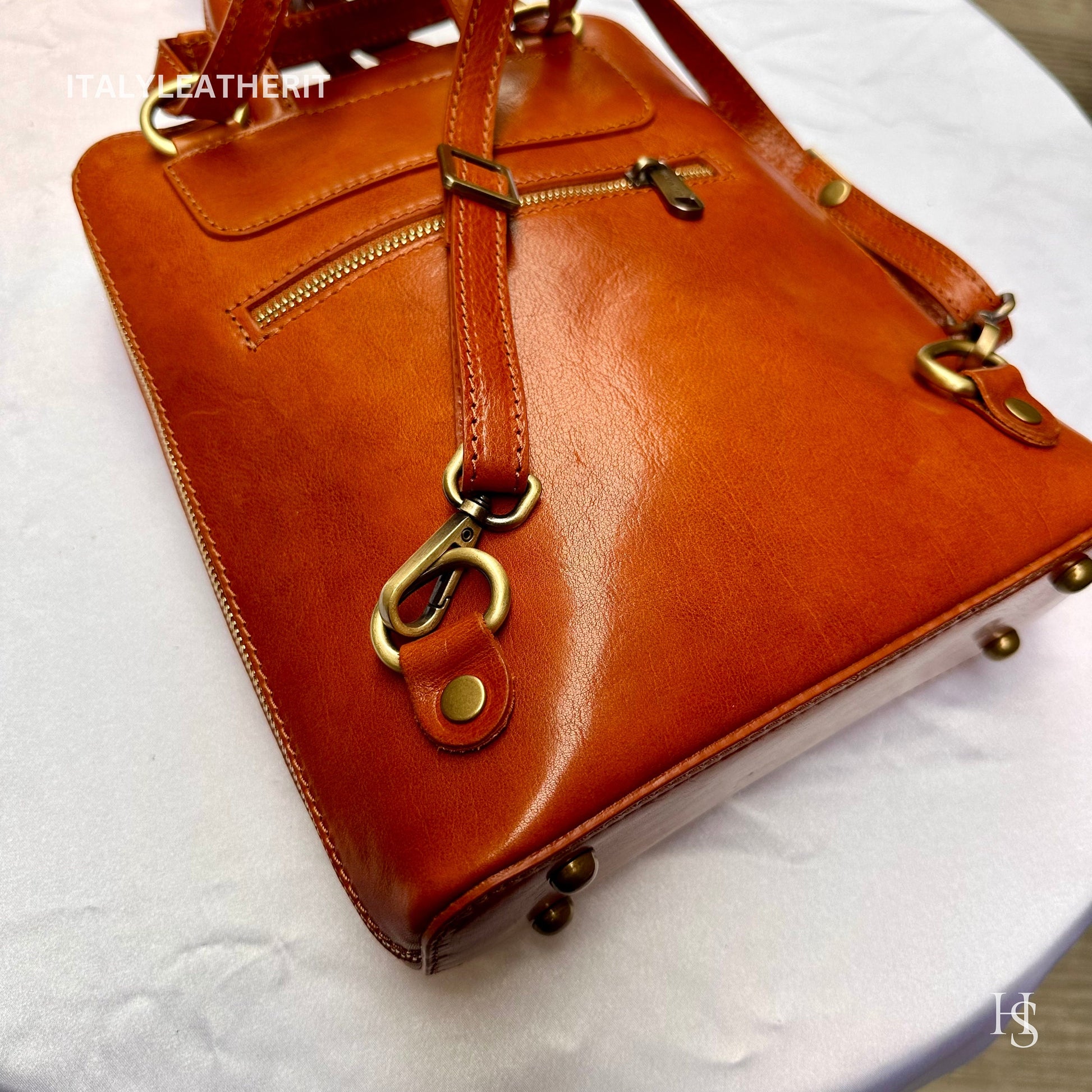 Italian Unisex Handmade Tuscan Leather Backpack From Florence, Made In Italy, Computer bag