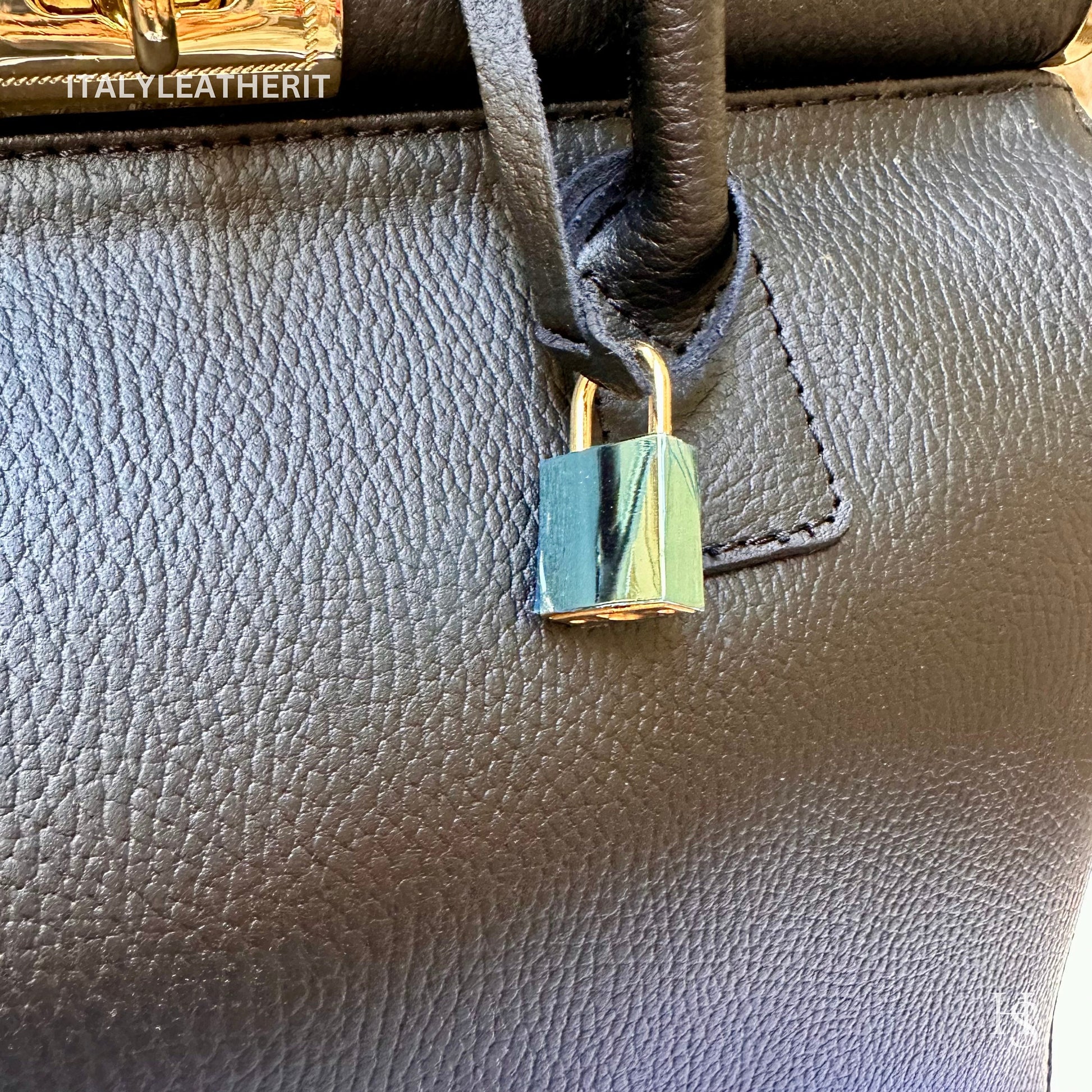 Italian Handmade Leather Bags For Woman l l Elegant Leather Tote From Florence, Black bag, Lock bag