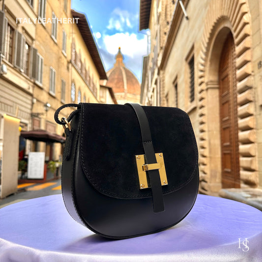 Italian Handmade Leather Bags For Women | Elegant Black Leather Tote From Florence, Stylish Crossbody Bag