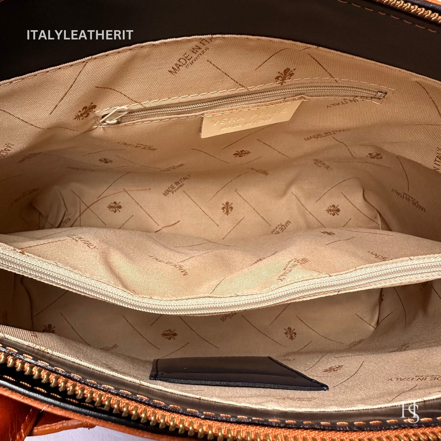 Italian Handmade Leather Bags For Woman l l Elegant Leather Tote From Florence, Navy blue-brown tote bag