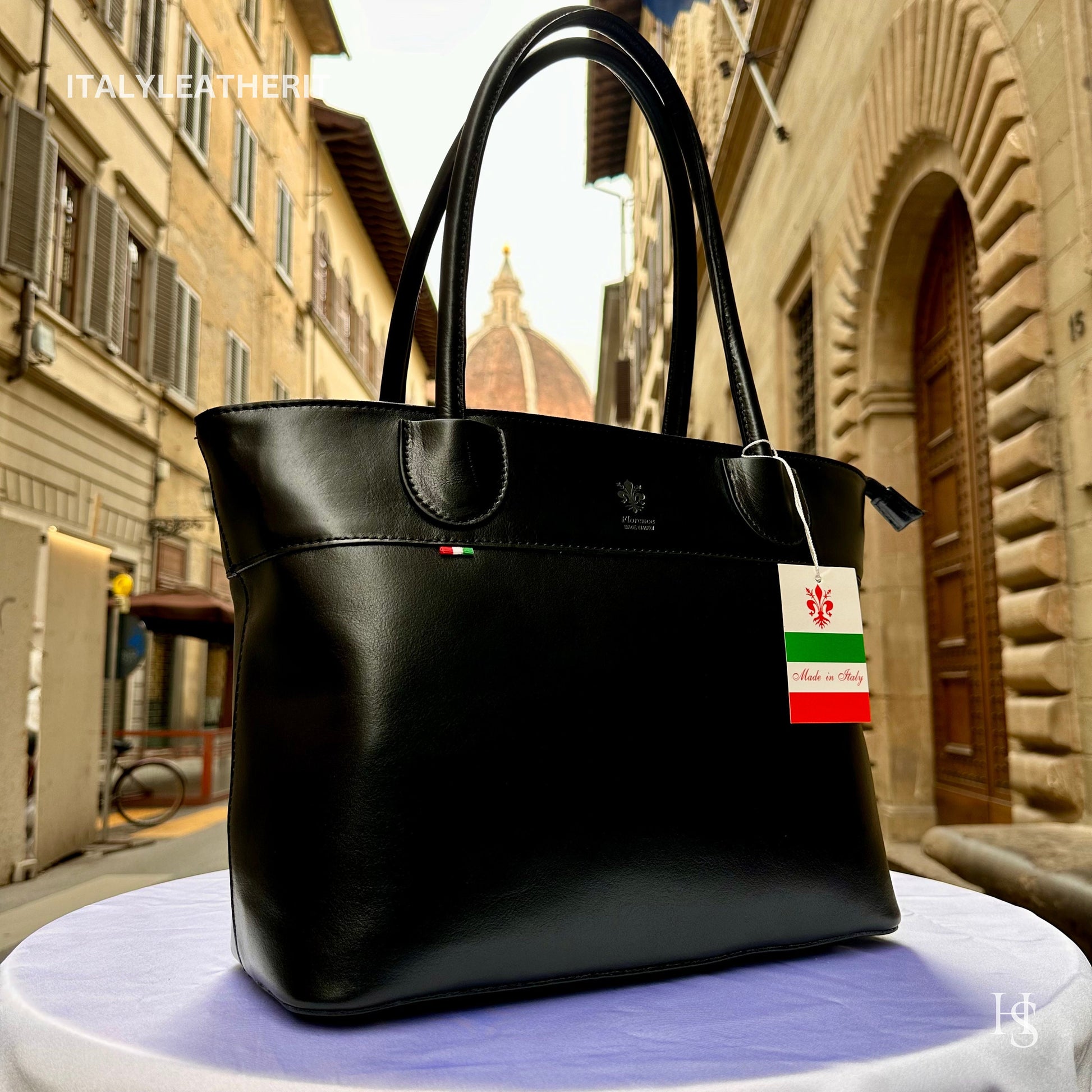 Italian Handmade Leather Bags For Woman l l Elegant Leather Tote From Florence, large leather bag, Black bag