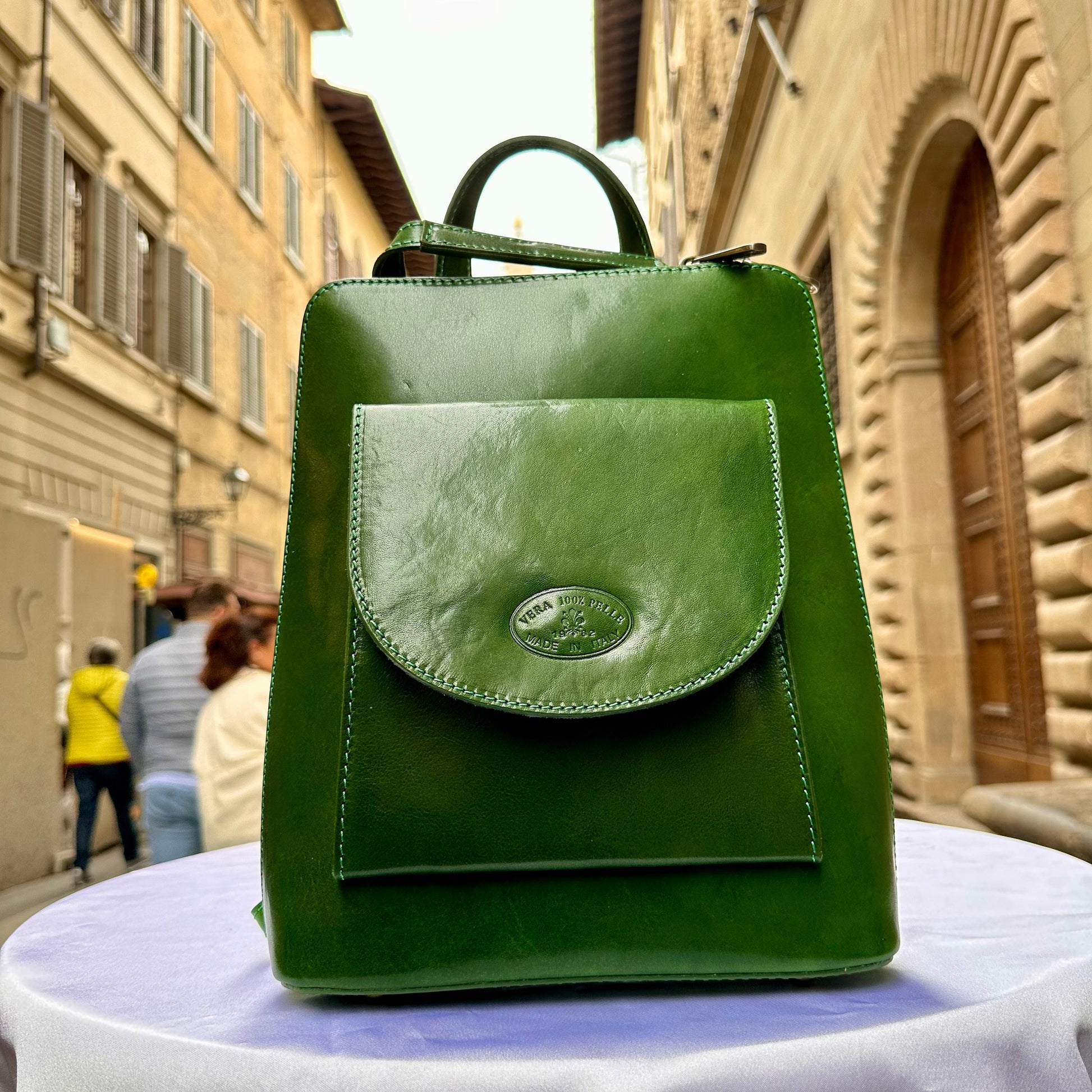 Italian Unisex Handmade Tuscan Leather Backpack From Florence, Made In Italy, Computer bag, Elegant backpack