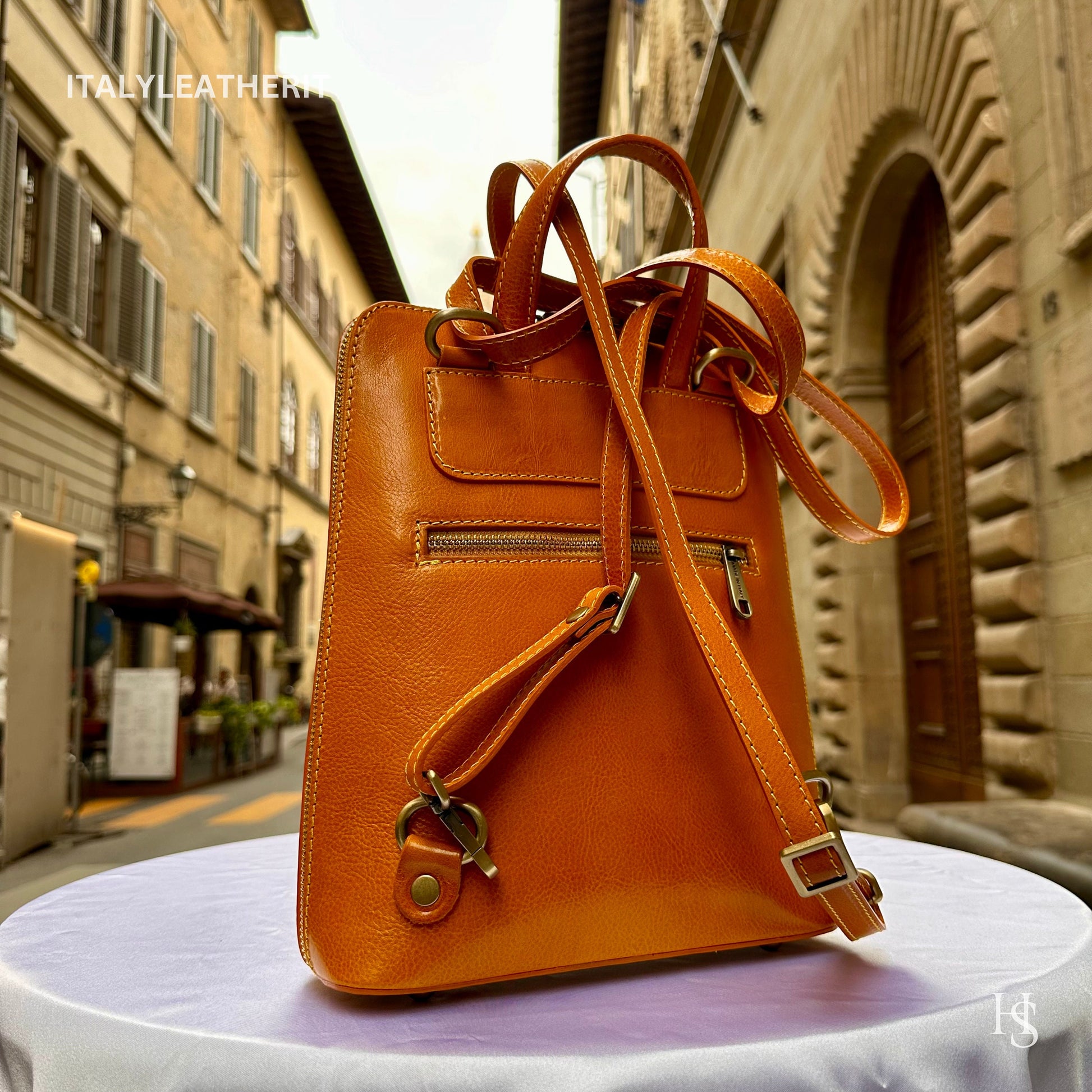 Italian Unisex Handmade Tuscan Leather Backpack From Florence, Made In Italy, Computer bag, Elegant backpack