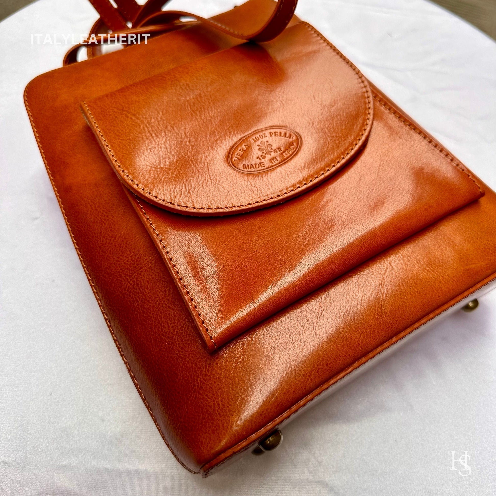 Italian Unisex Handmade Tuscan Leather Backpack From Florence, Made In Italy, Computer bag