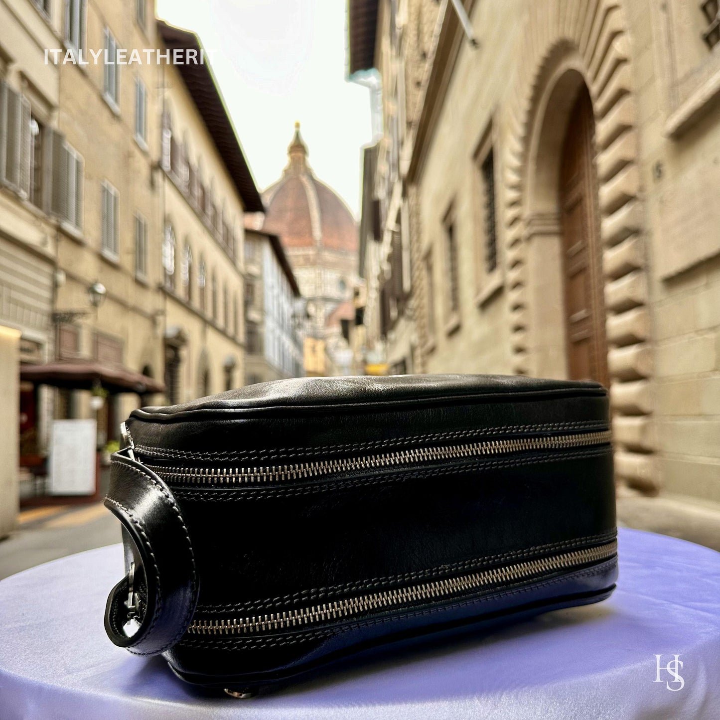 Italian Handmade Italian Leather Toiletry Unisex from Florence ll Made In Italy,leather dopp kit