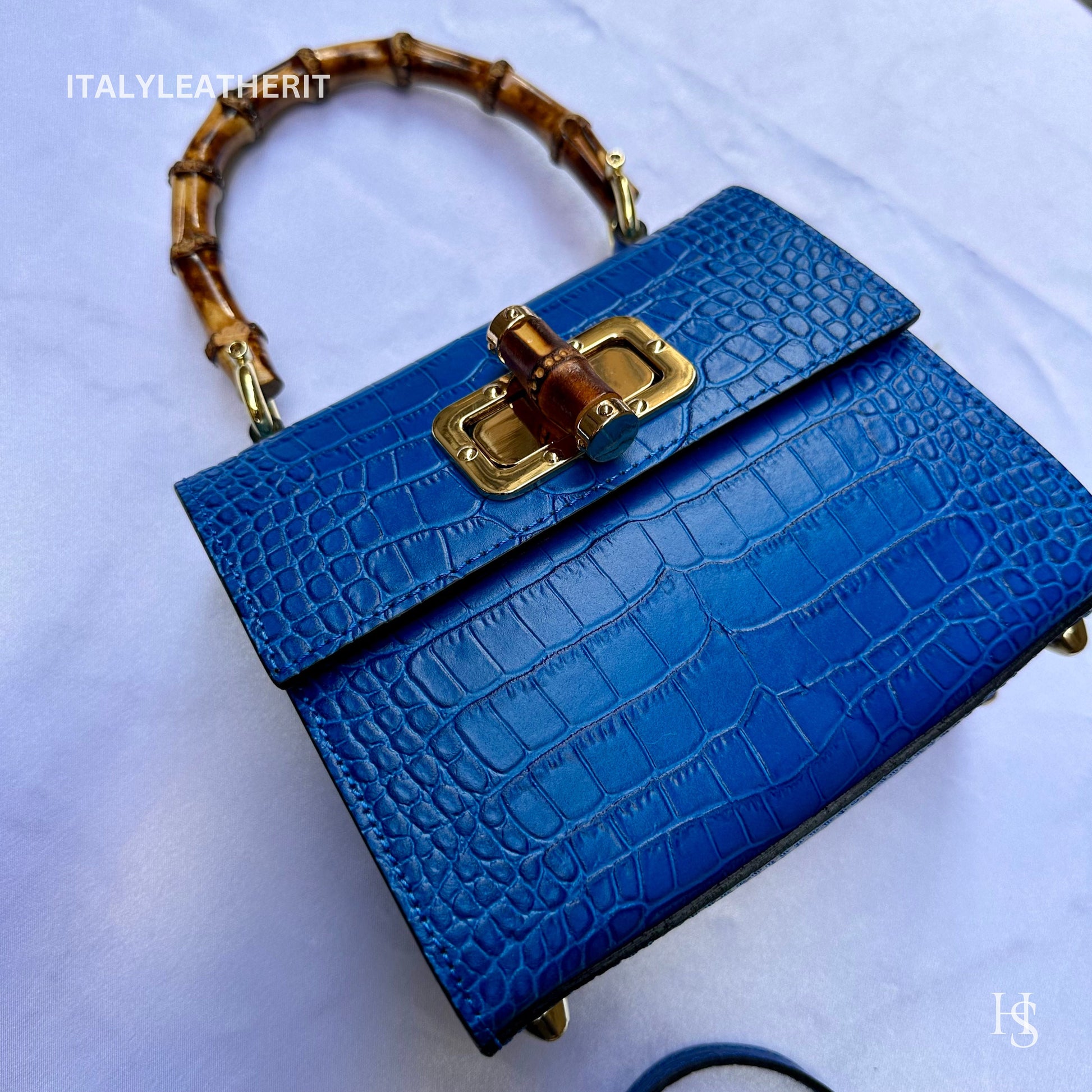 Italian Handmade Leather Bags for Women | Elegant Leather Tote from Florence - Medium-Sized, blue purse