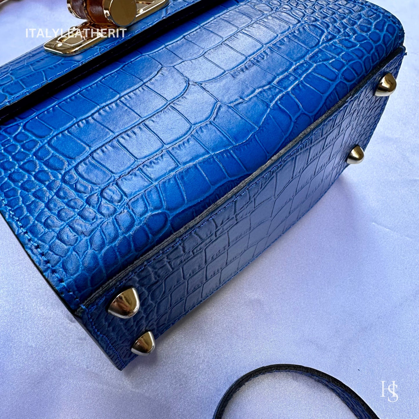 Italian Handmade Leather Bags for Women | Elegant Leather Tote from Florence - Medium-Sized, blue purse