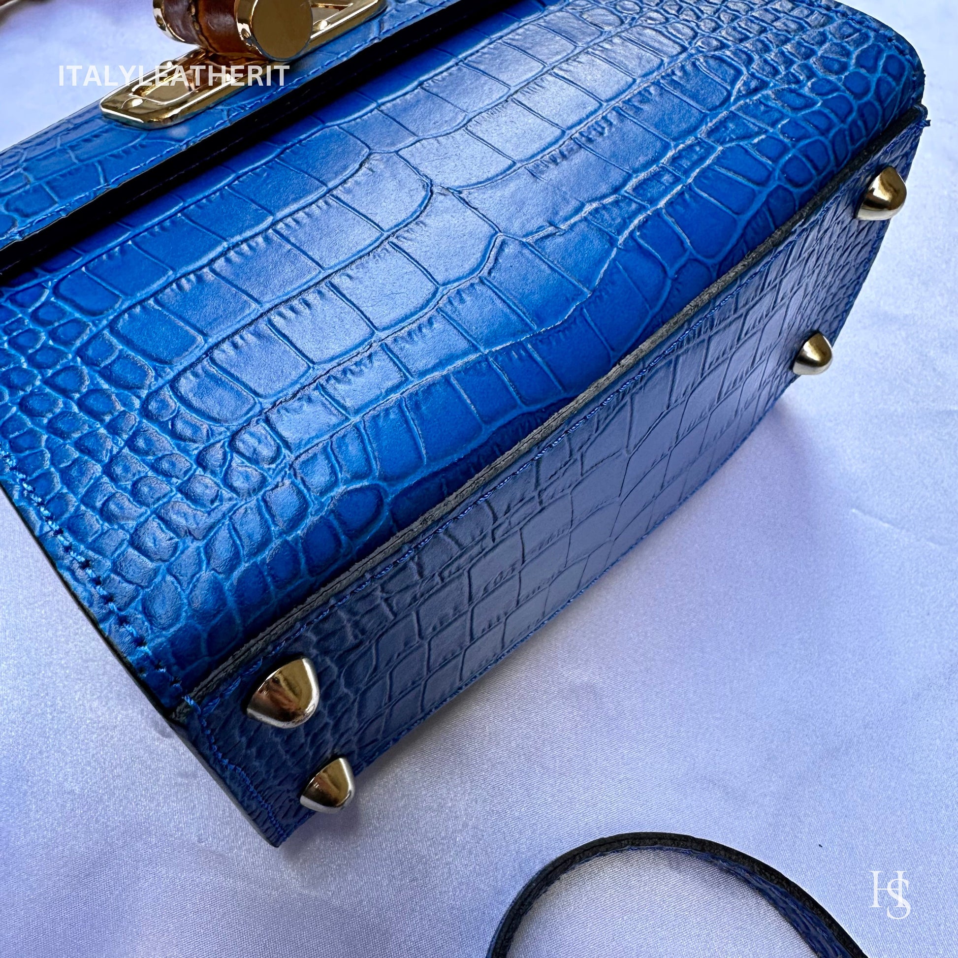 Italian Handmade Leather Bags for Women | Elegant Leather Tote from Florence - Medium-Sized, blue purse