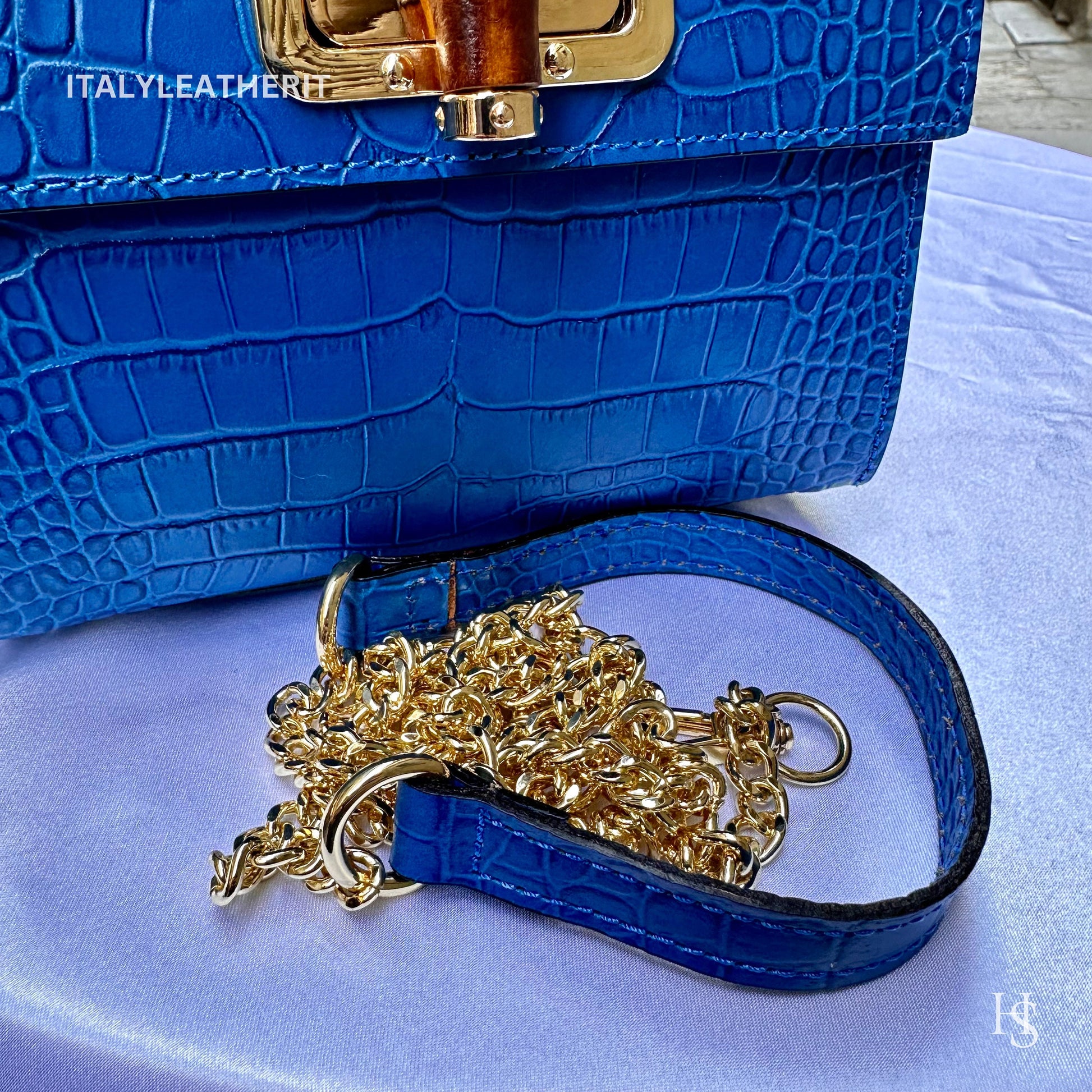 Italian Handmade Leather Bags for Women | Elegant Leather Tote from Florence - Medium-Sized, blue purse