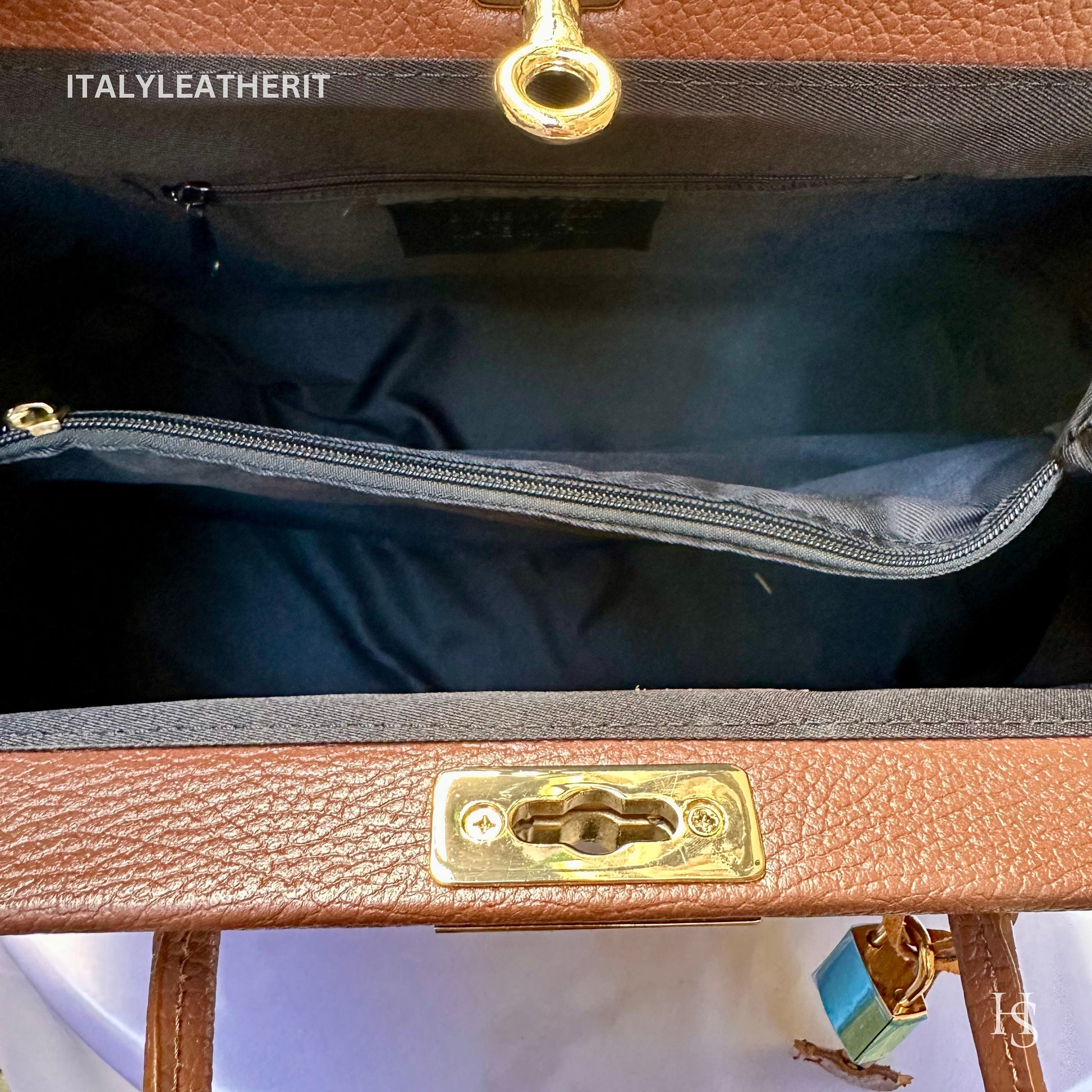 Italian Handmade Leather Bags For Woman l l Elegant Leather Tote From Florence, Black bag, Lock bag