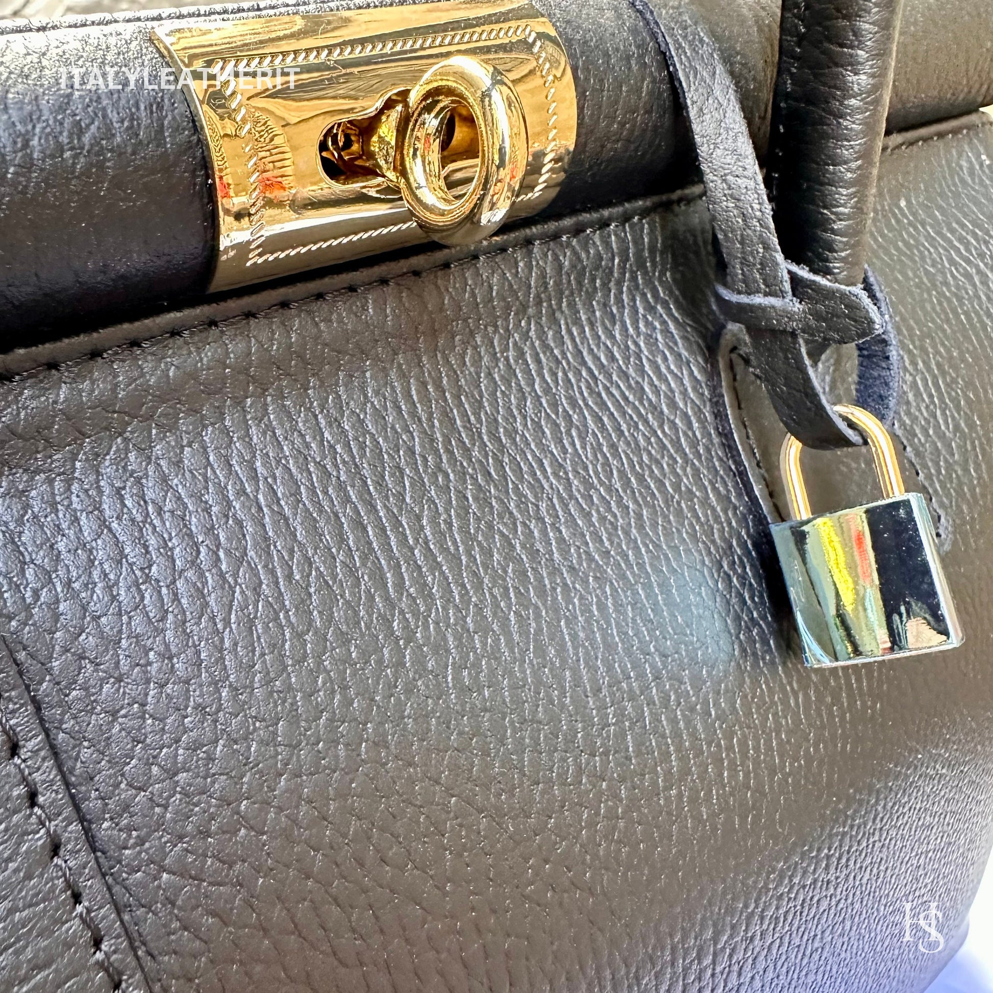 Italian Handmade Leather Bags For Woman l l Elegant Leather Tote From Florence, Black bag, Lock bag