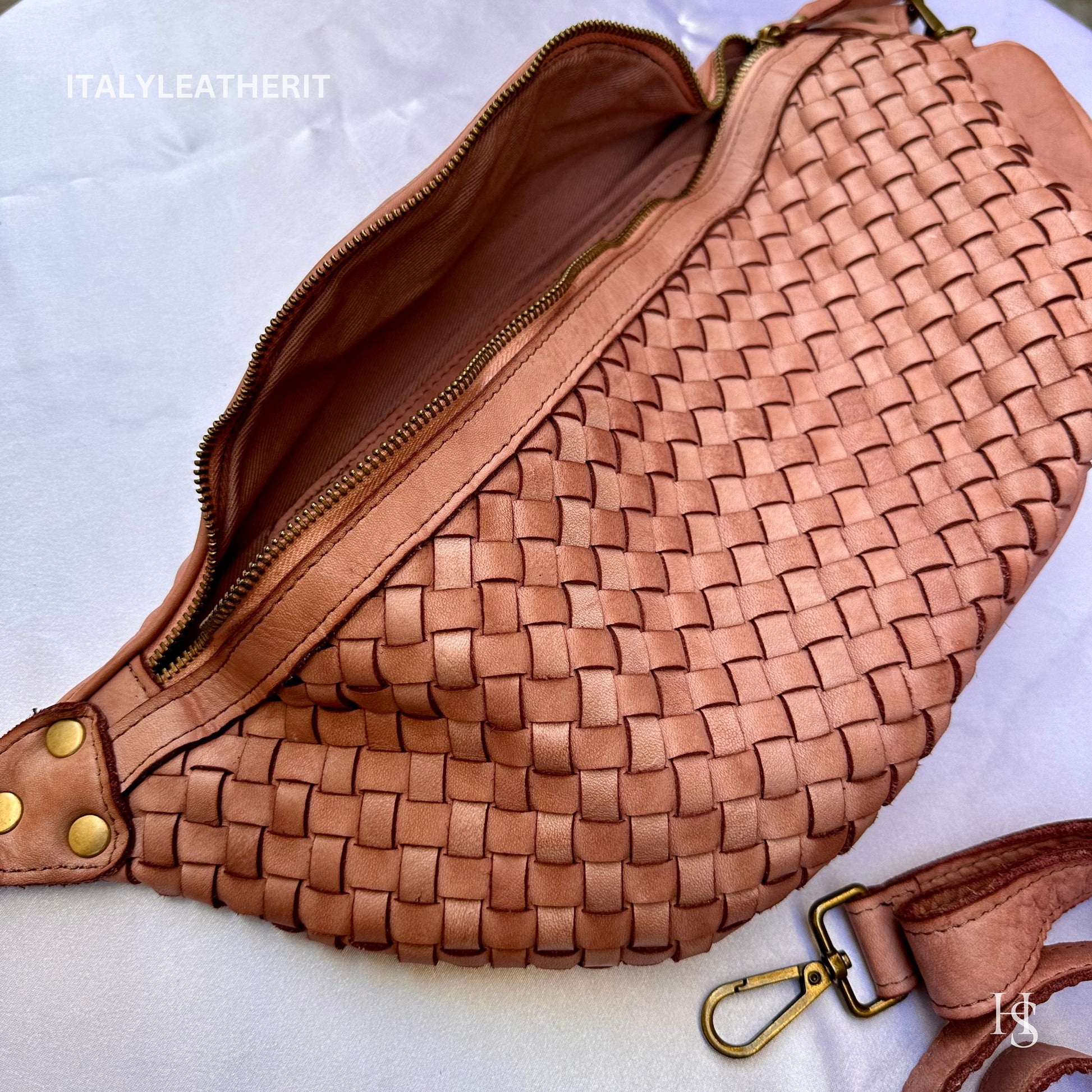 Italian Handmade Leather Sling Bag for Unisex Made In Italy from Florence | Waist Bag