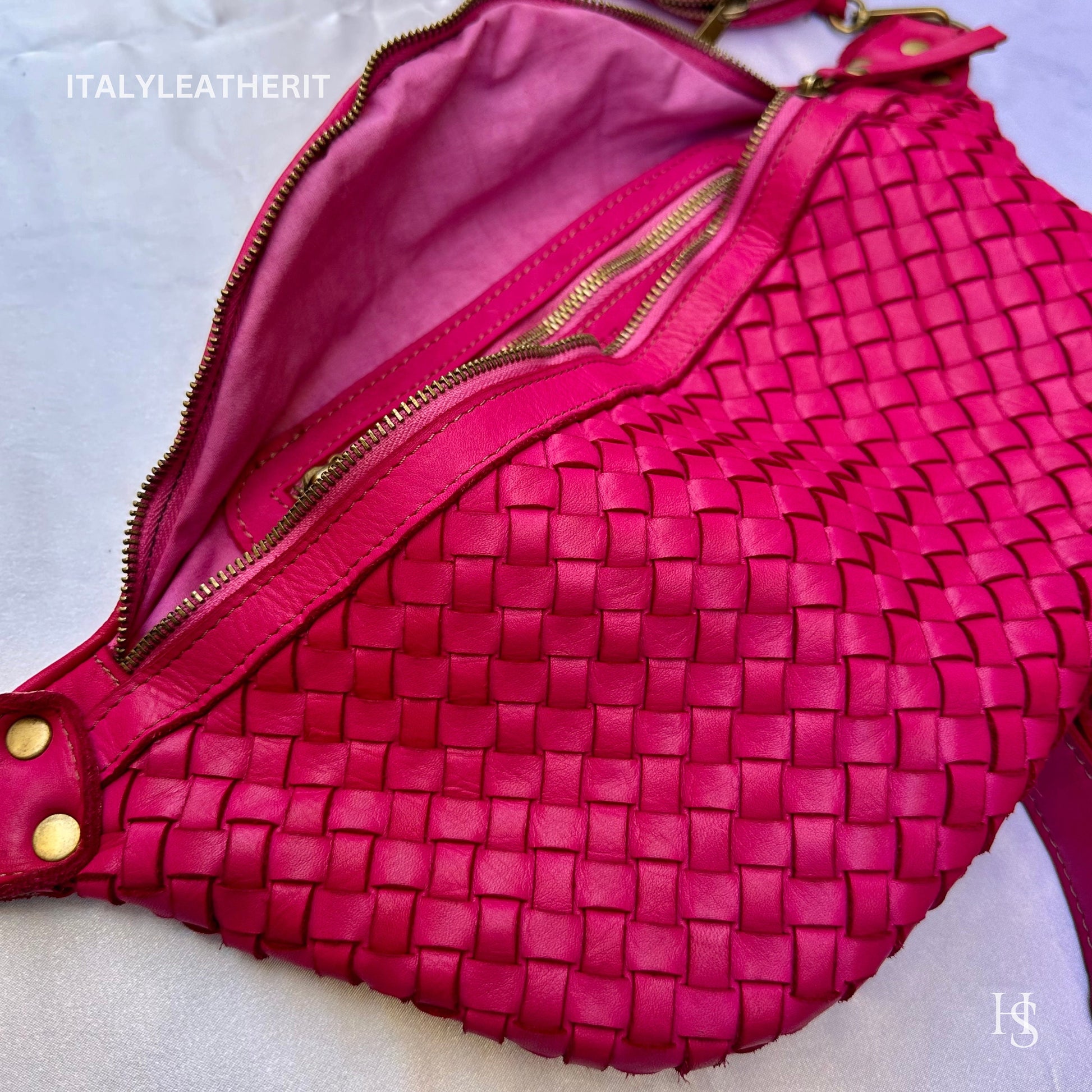Italian Handmade Leather Sling Bag for Unisex Made In Italy from Florence | Waist Bag