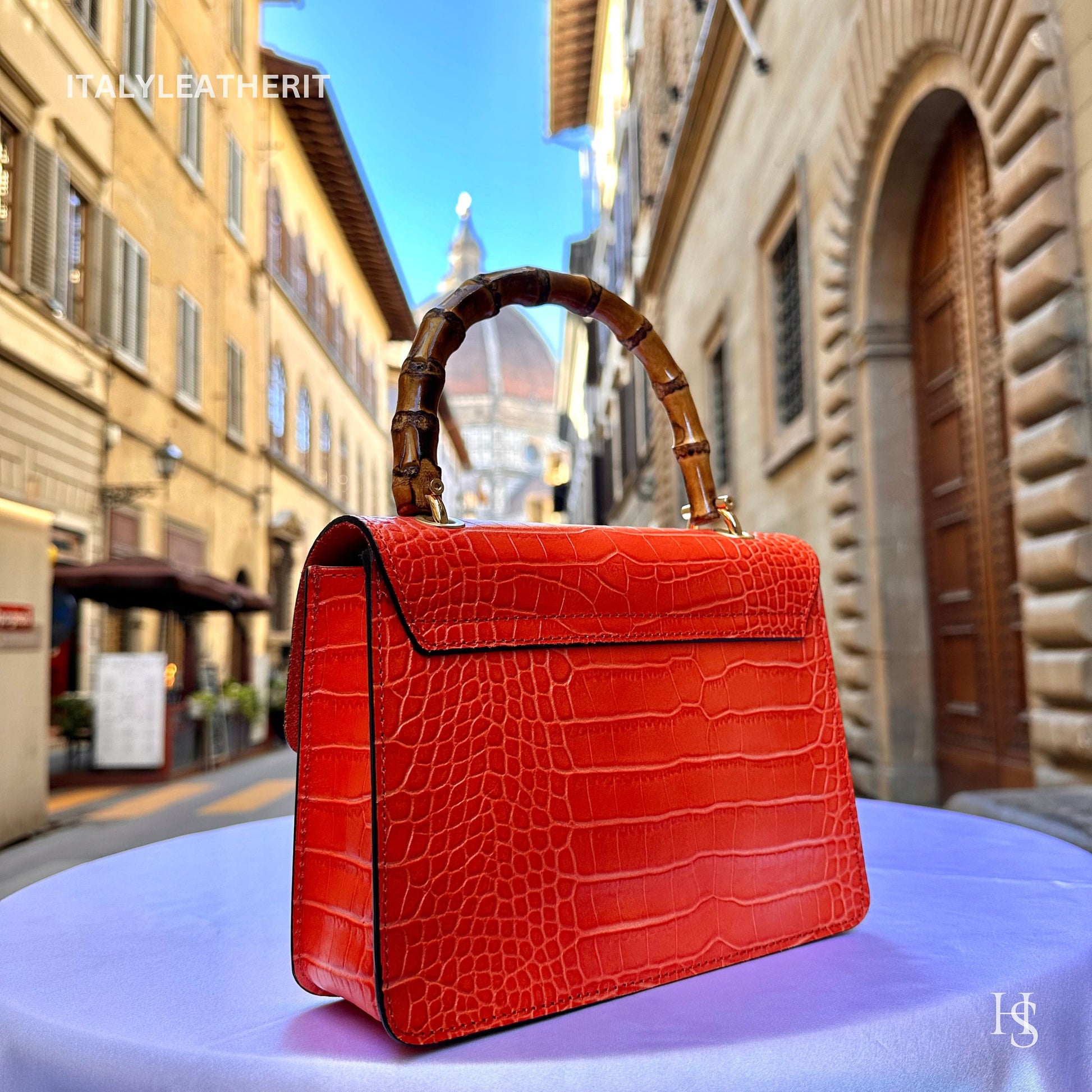 Italian Handmade Leather Bags for Women | Elegant Leather Tote from Florence | Orange Handbag | Stylish Design