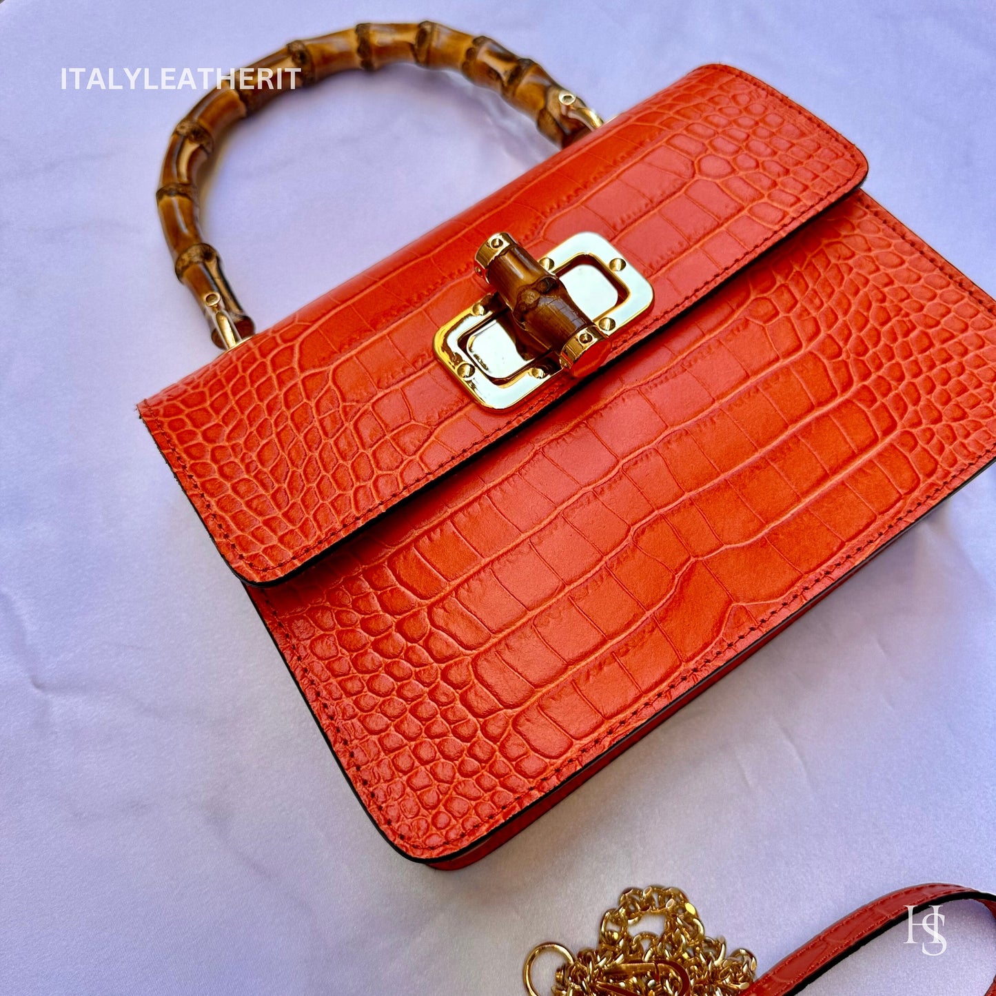 Italian Handmade Leather Bags for Women | Elegant Leather Tote from Florence | Orange Handbag | Stylish Design