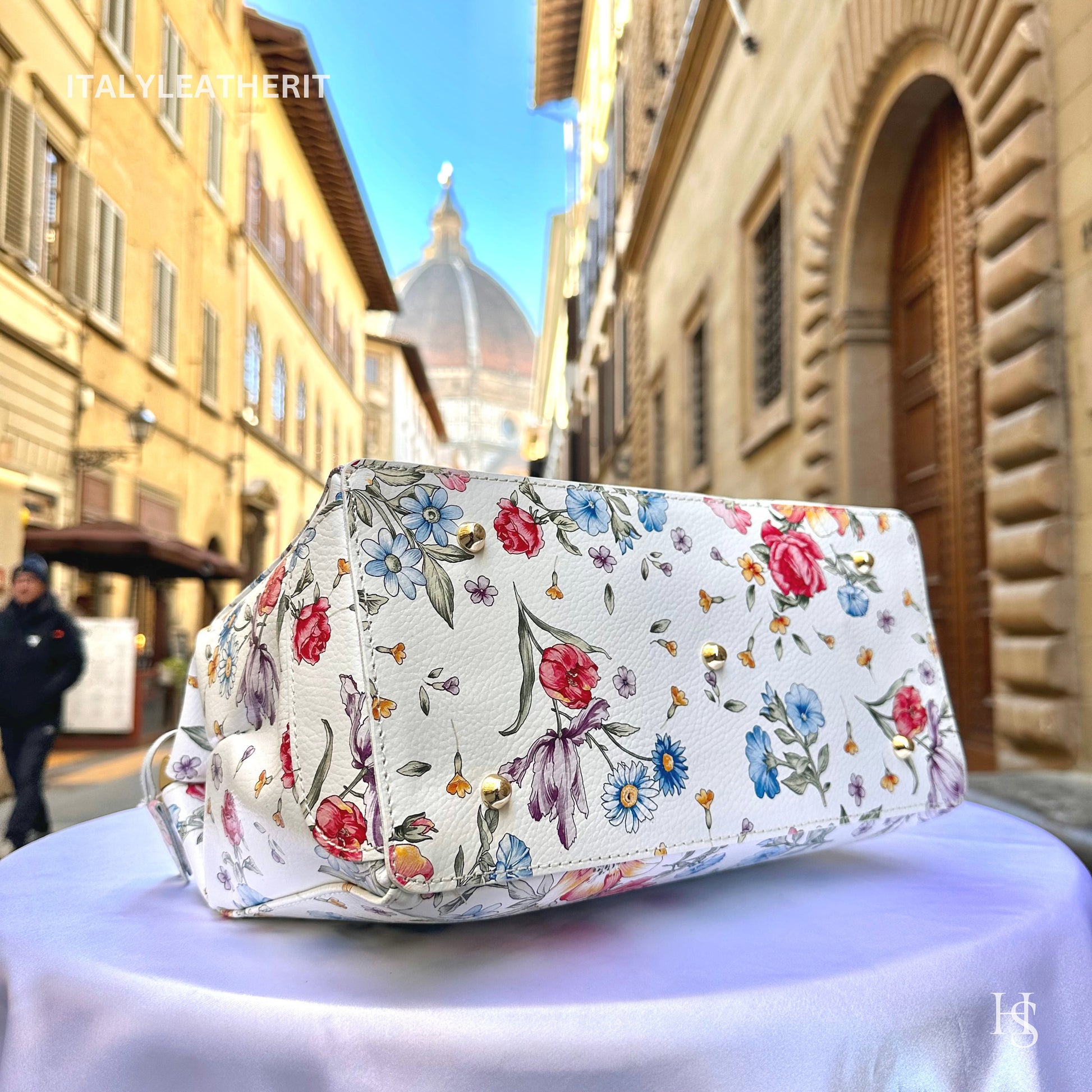 Italian Handmade Leather Bags For Women l l Elegant Leather Tote From Florence, Flower bag, Lock bag