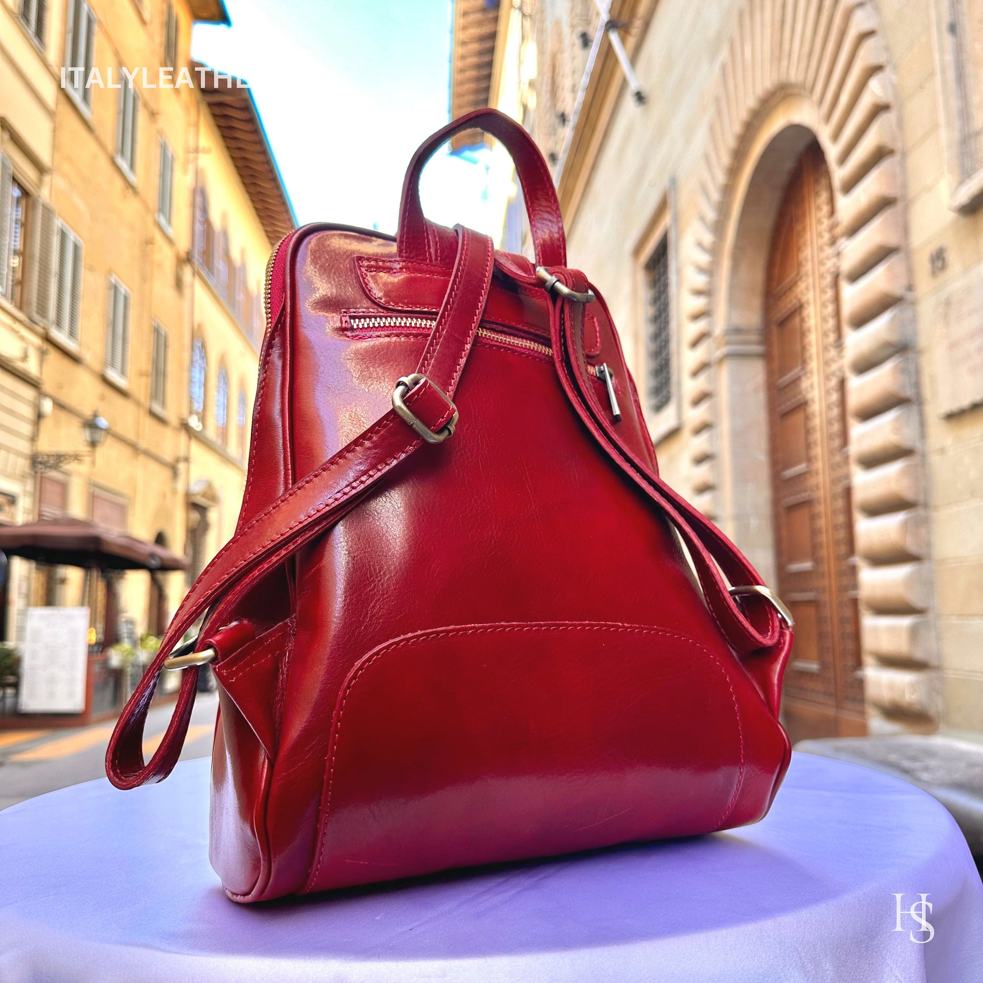 Italian Unisex Handmade Tuscan Leather Backpack From Florence Made In Italy