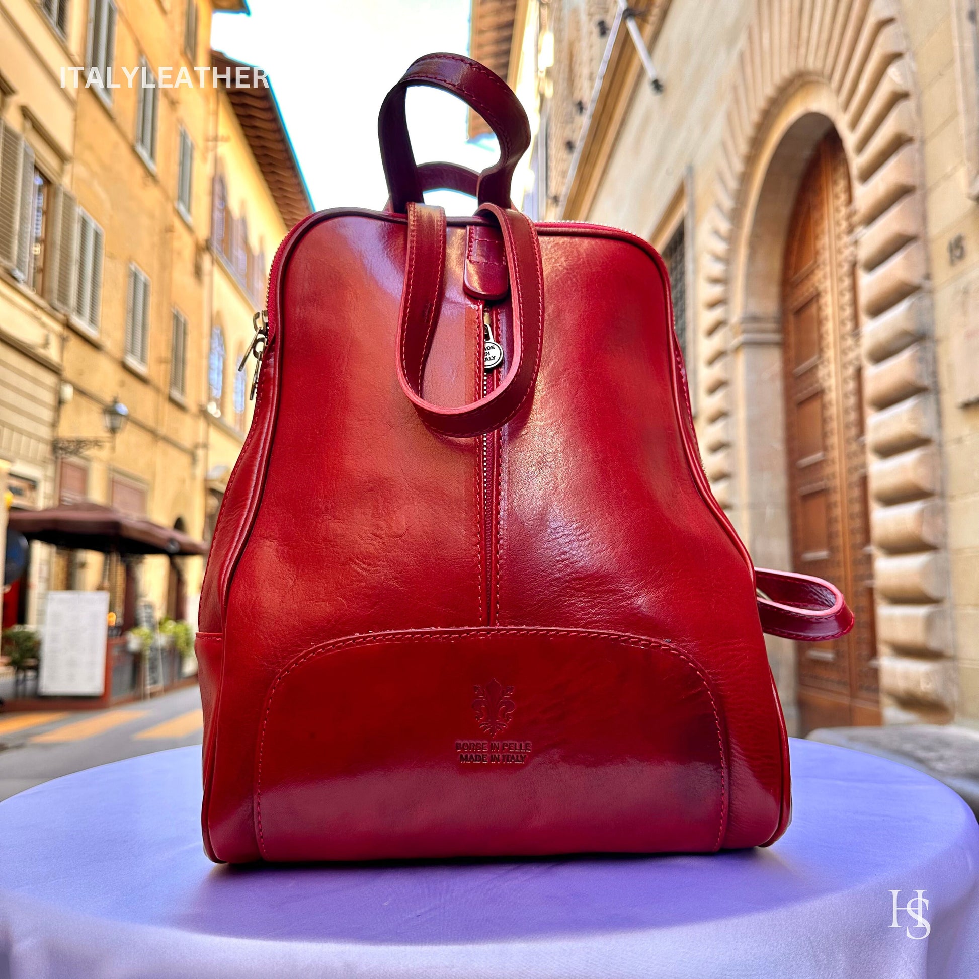 Italian Unisex Handmade Tuscan Leather Backpack From Florence Made In Italy