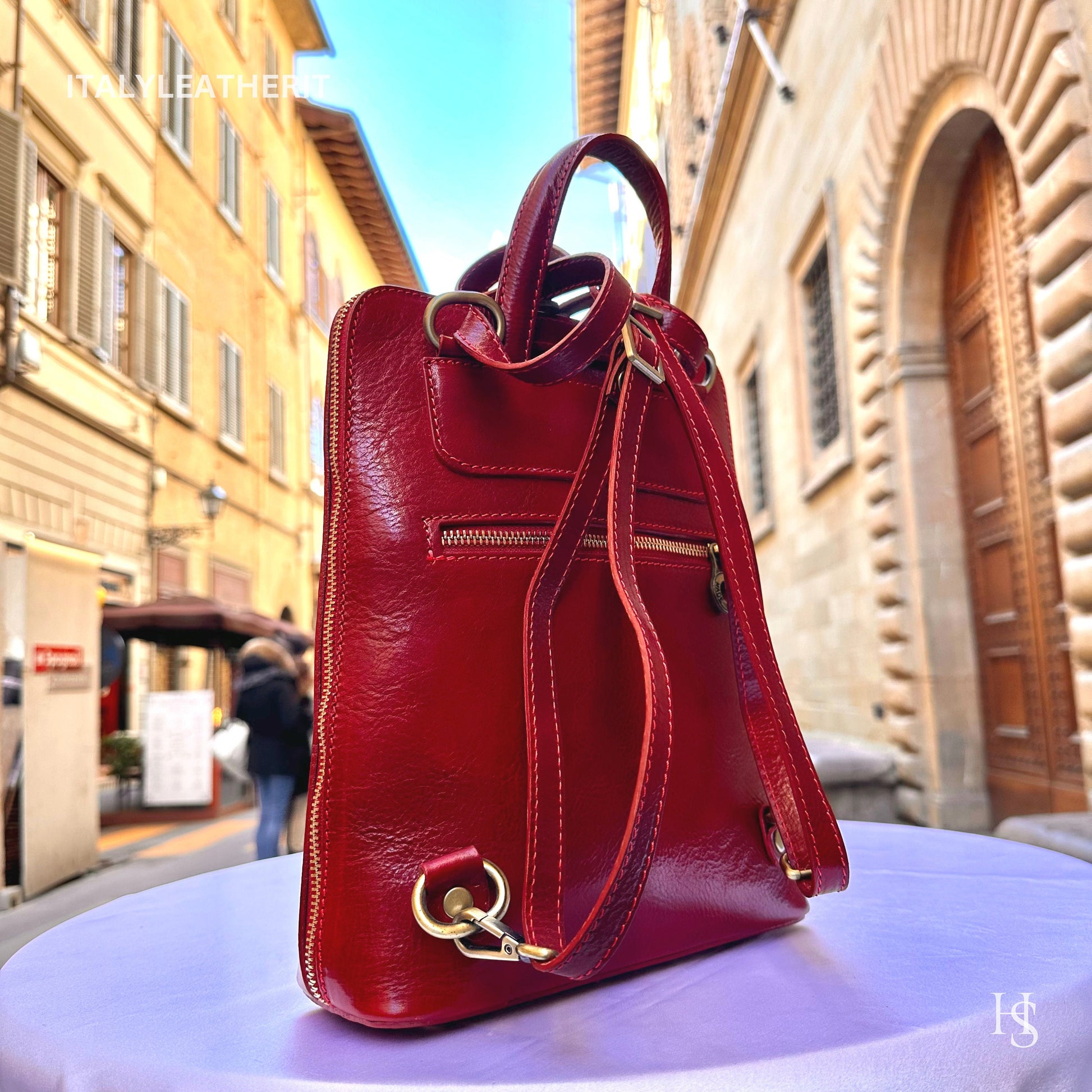 Italian Unisex Handmade Tuscan Leather Backpack From Florence, Made In Italy, Computer bag