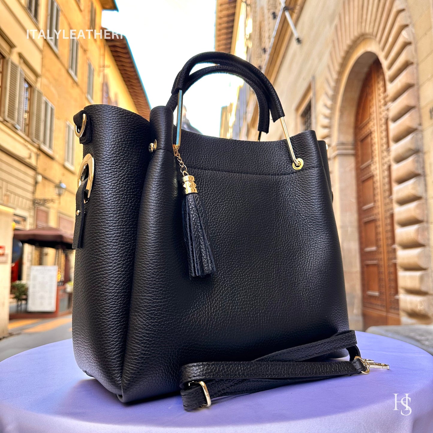 Italian Handmade Leather Bags For Women l l Elegant Leather Tote From Florence, Italy, Black Leather Bag