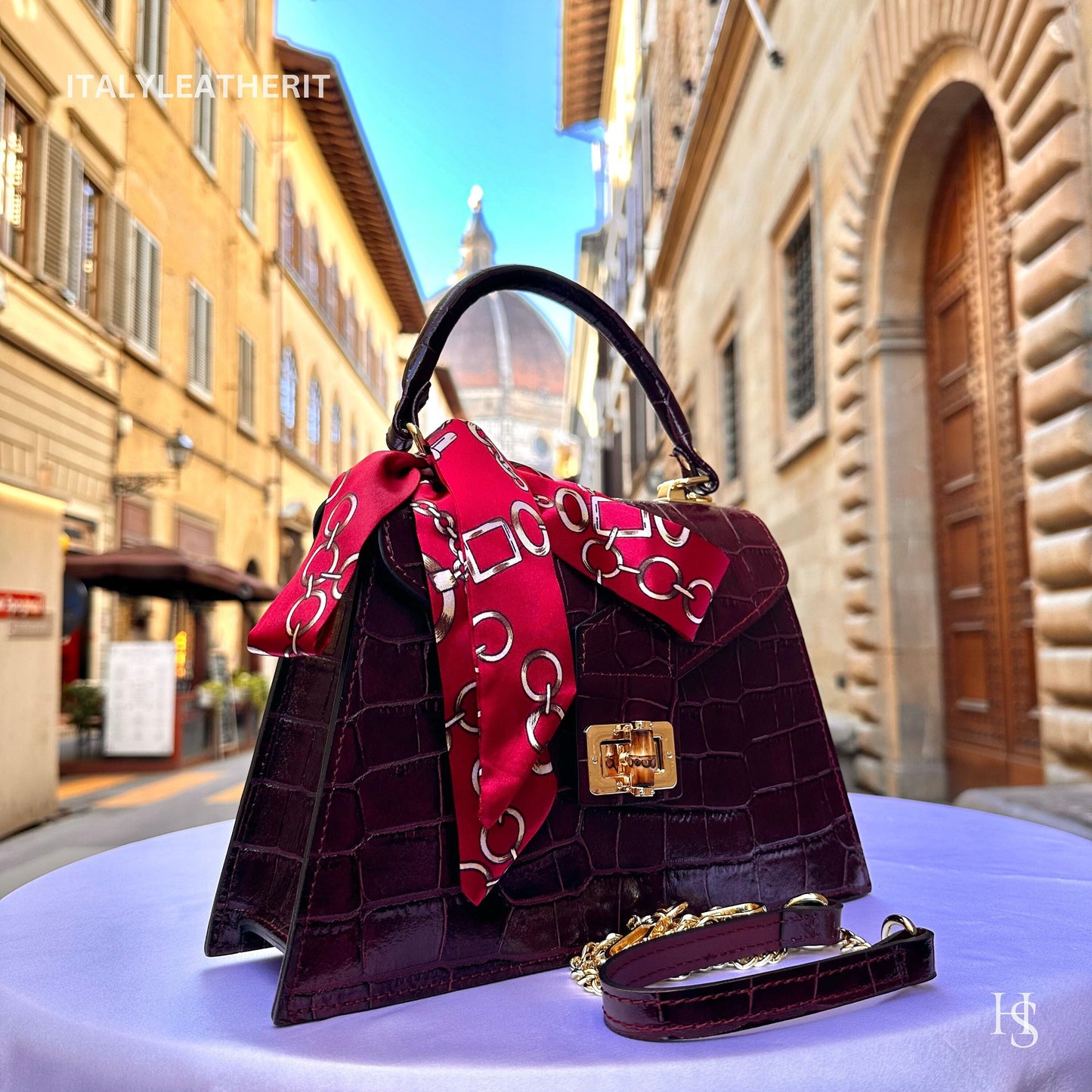 Italian Handmade Leather Bags For Woman l l Elegant Leather Tote From Florence ll Handmade Italy, Wine Red Tote