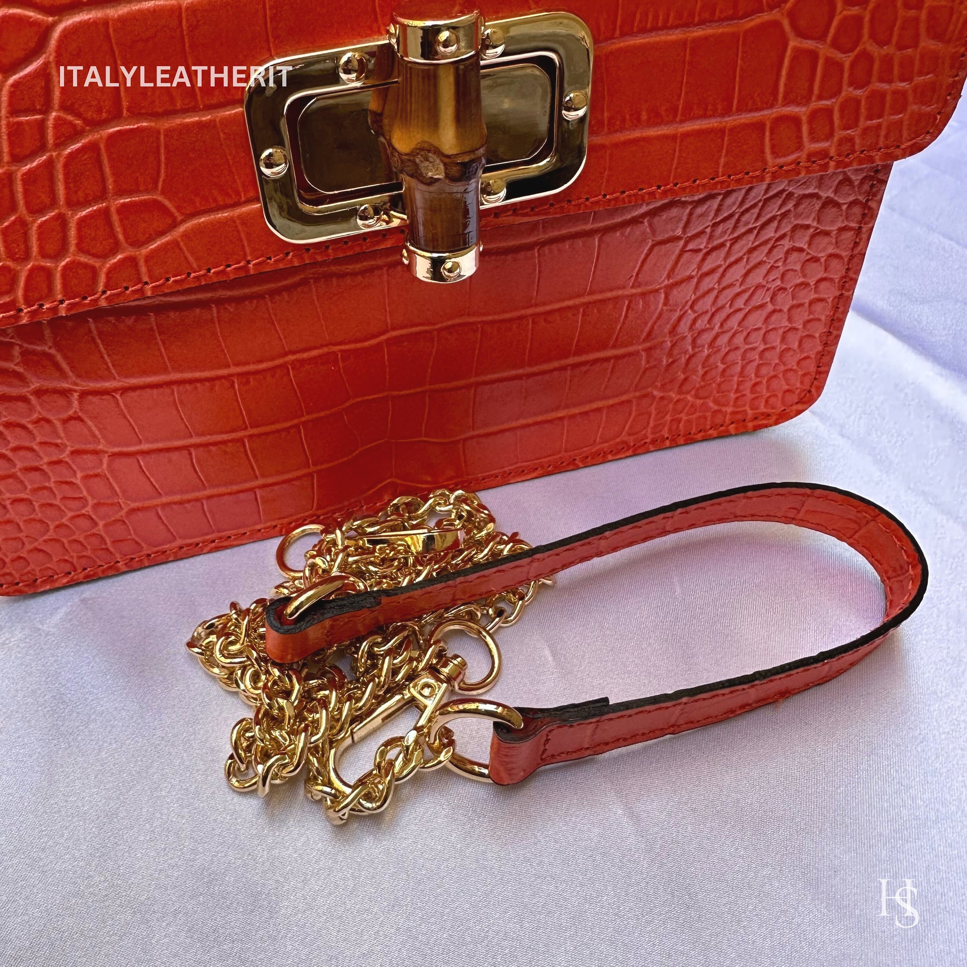 Italian Handmade Leather Bags for Women | Elegant Leather Tote from Florence | Orange Handbag | Stylish Design
