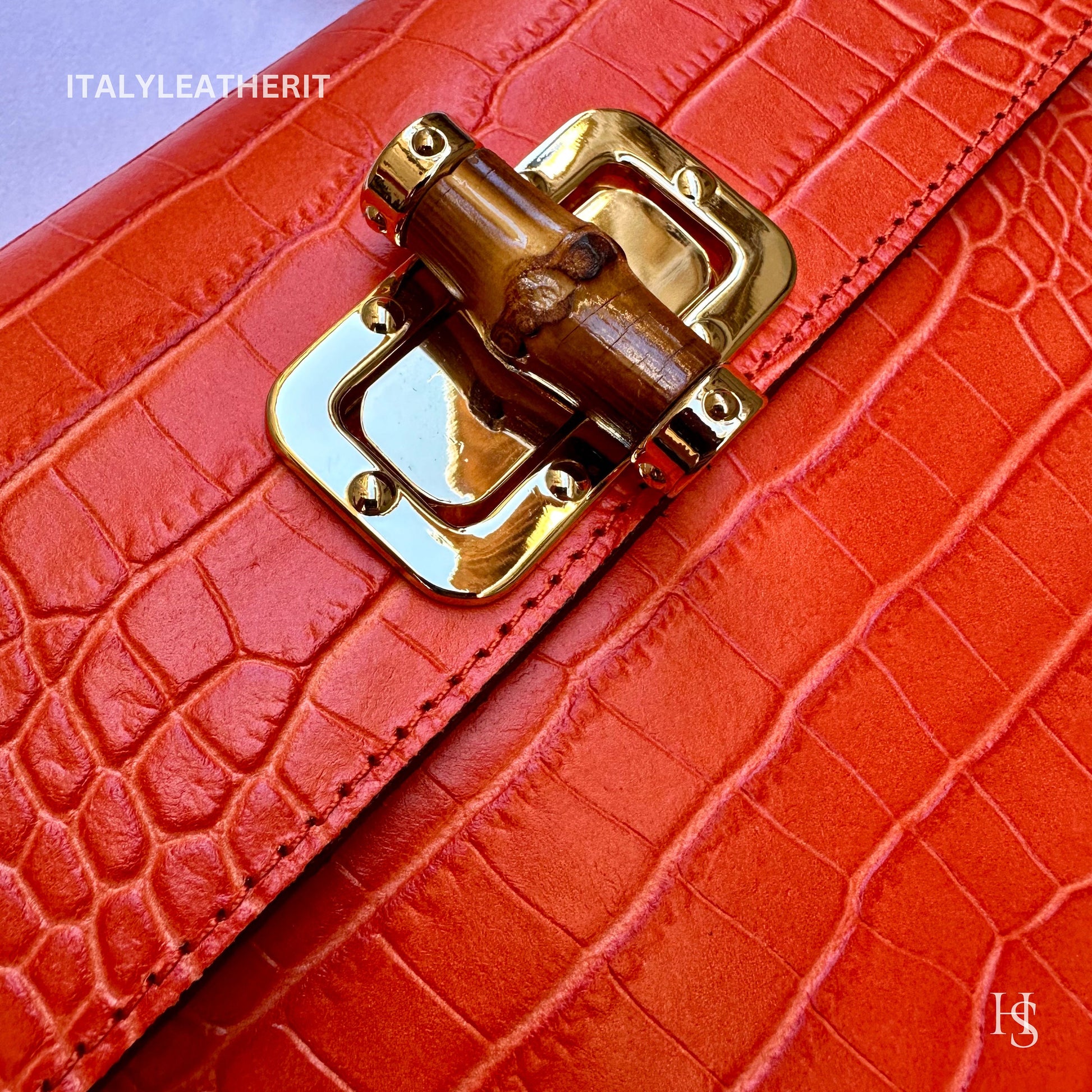 Italian Handmade Leather Bags for Women | Elegant Leather Tote from Florence | Orange Handbag | Stylish Design