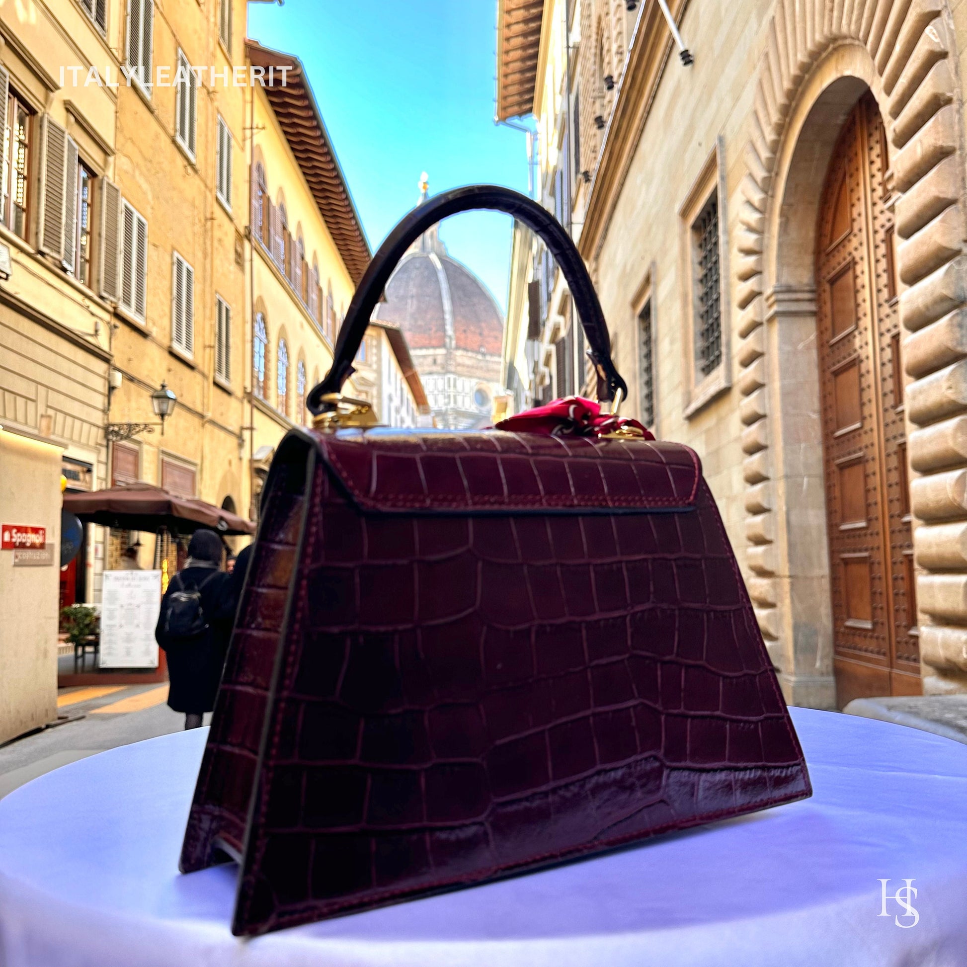 Italian Handmade Leather Bags For Woman l l Elegant Leather Tote From Florence ll Handmade Italy, Wine Red Tote