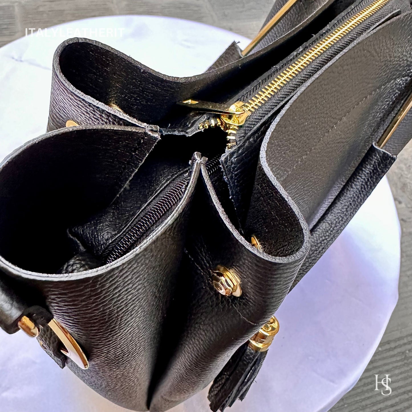 Italian Handmade Leather Bags For Women l l Elegant Leather Tote From Florence, Italy, Black Leather Bag