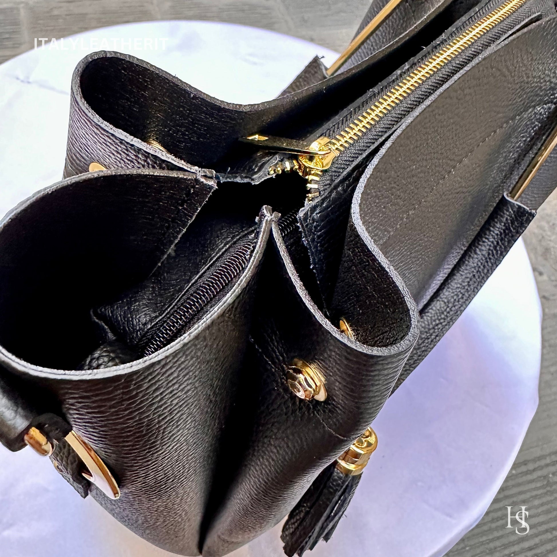 Italian Handmade Leather Bags For Women l l Elegant Leather Tote From Florence, Italy, Black Leather Bag